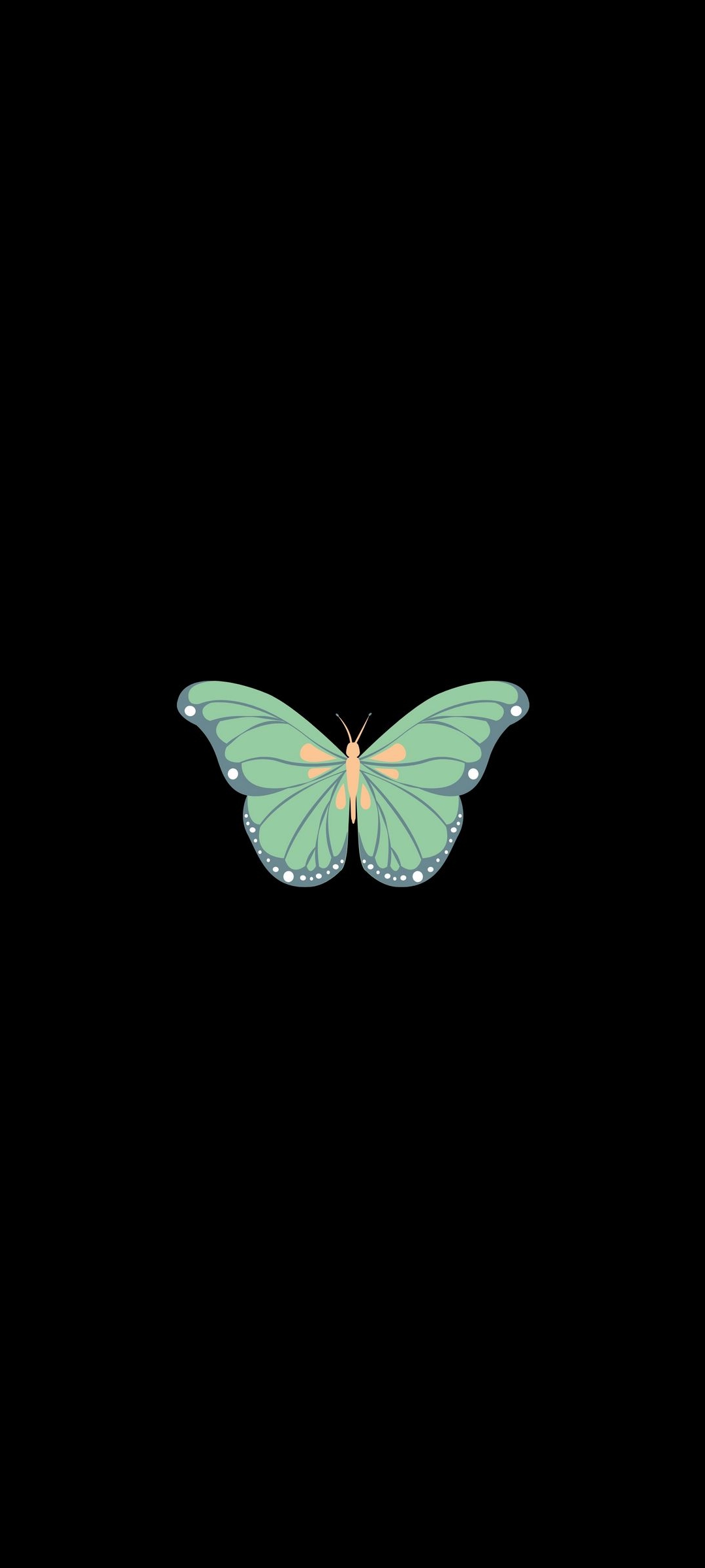 緑の蝶 イラスト Zenfone 7 Pro 壁紙 待ち受け スマラン