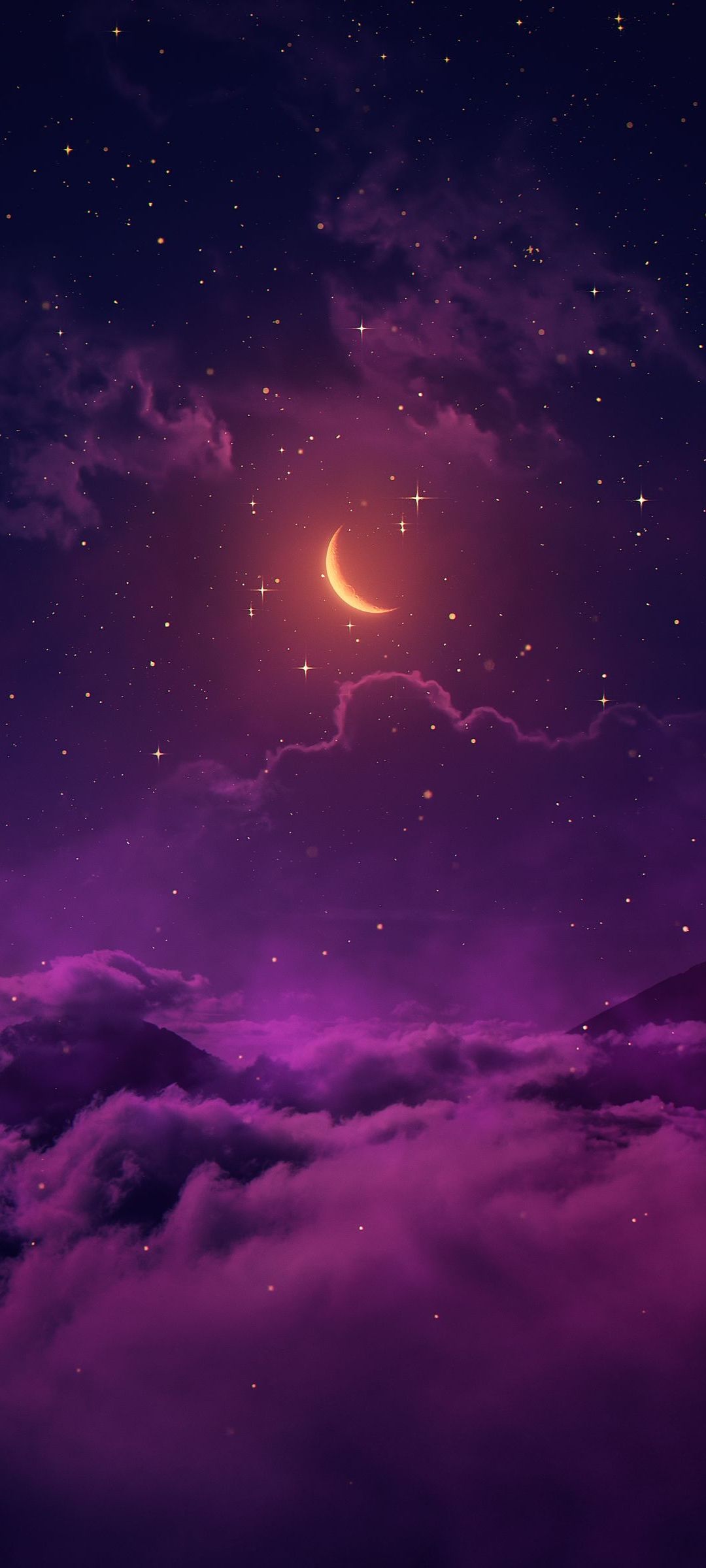 紫の空 オレンジの月 Zenfone 7 Pro Androidスマホ壁紙 待ち受け スマラン