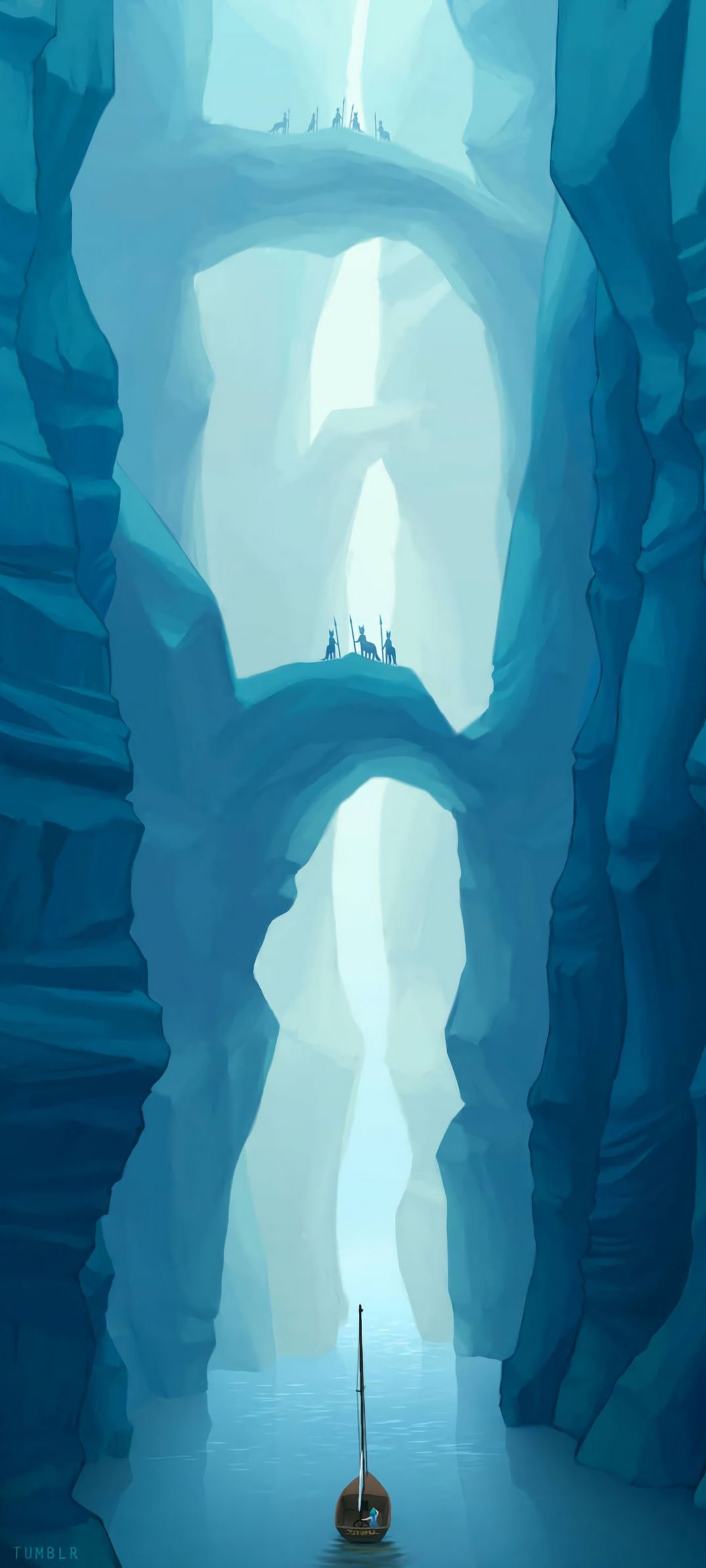 水色の深い洞窟 Zenfone 7 Androidスマホ壁紙 待ち受け スマラン