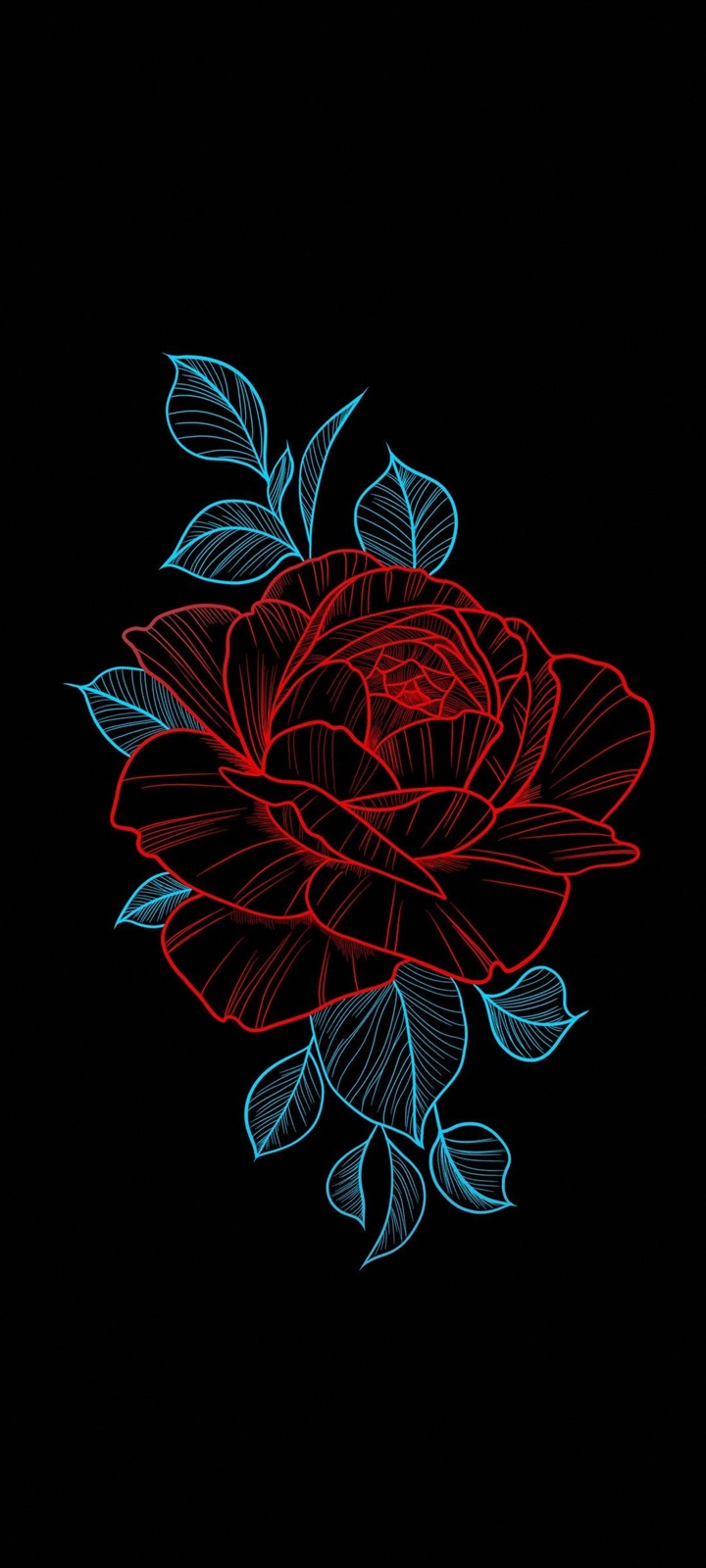 赤い薔薇のイラスト 黒の背景 Moto E7 Power Androidスマホ壁紙 待ち受け スマラン