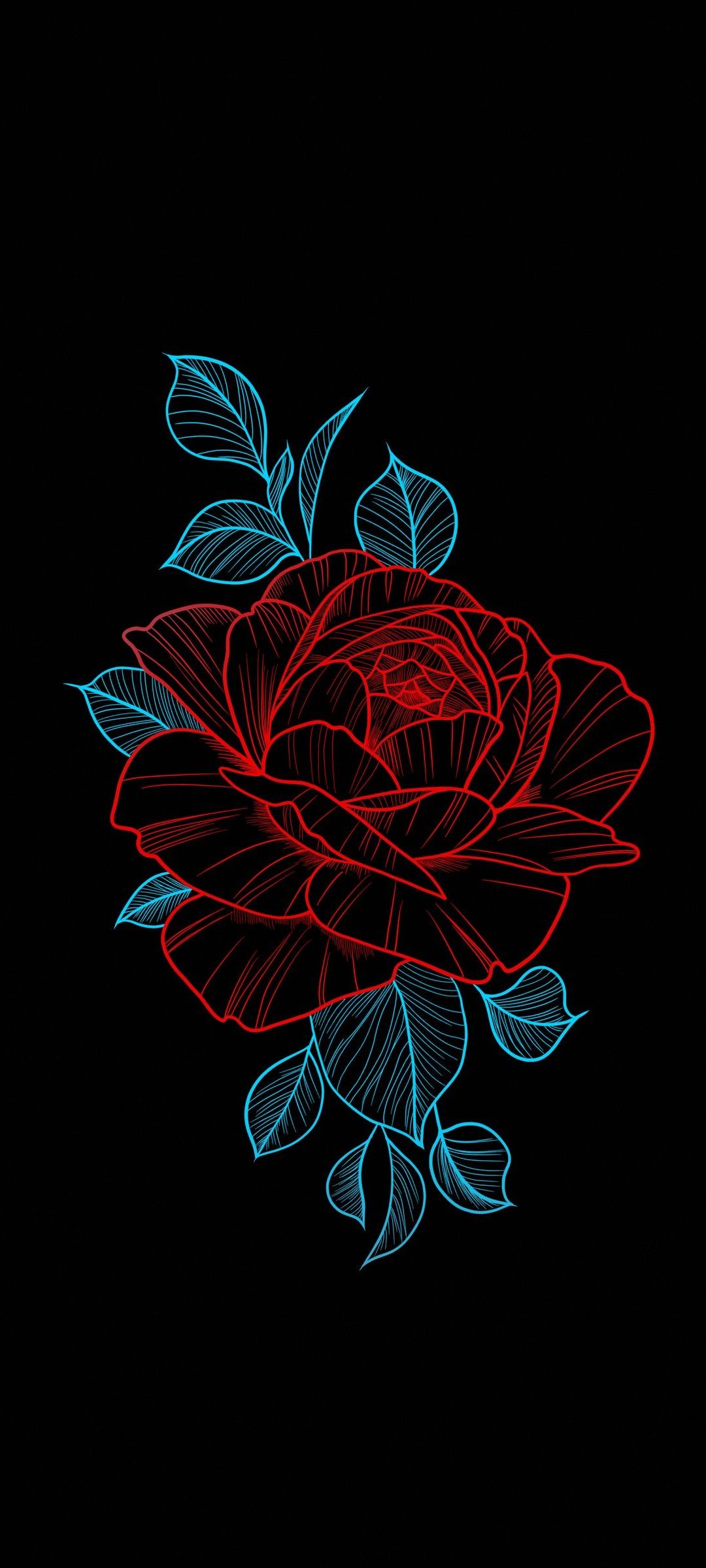 赤い薔薇のイラスト 黒の背景 Oppo 3 壁紙 待ち受け スマラン