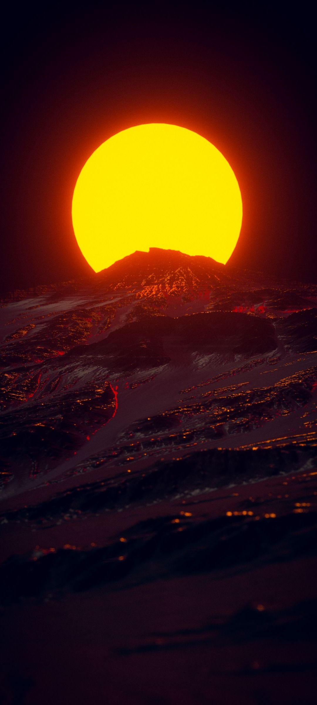 赤い太陽と荒涼とした土地 Oppo 3 Androidスマホ壁紙 待ち受け スマラン