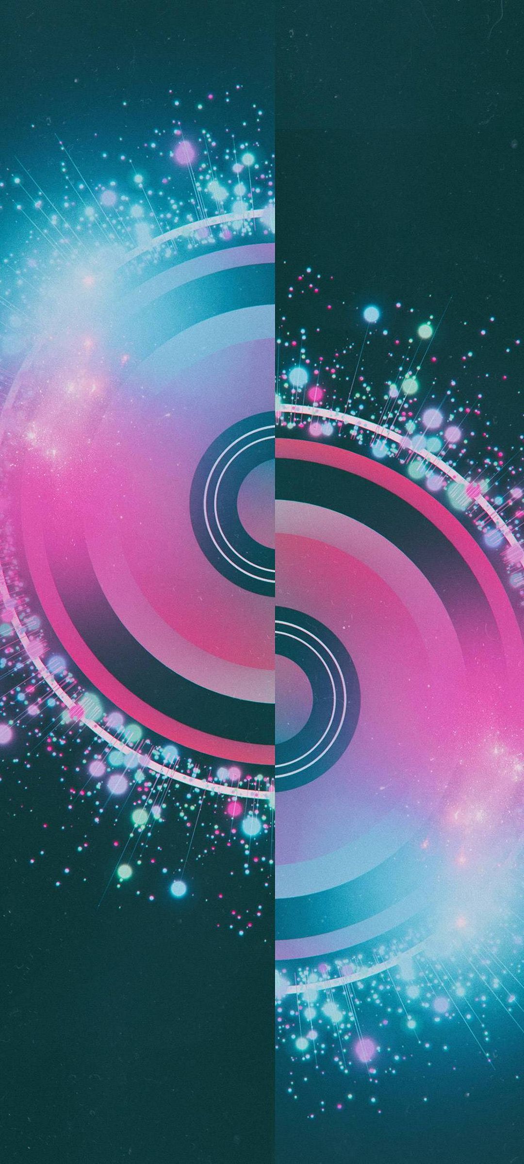 濃い青の背景 ピンクの円 カラフル Galaxy S21 5g Androidスマホ壁紙 待ち受け スマラン