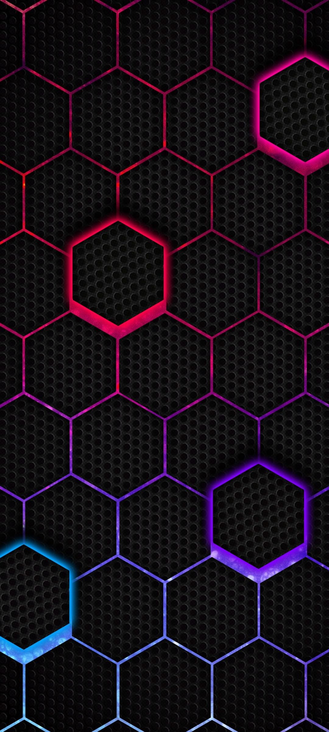 ピンク 紫 青の縁 黒い穴の開いたテクスチャー Oppo 3 Androidスマホ壁紙 待ち受け スマラン