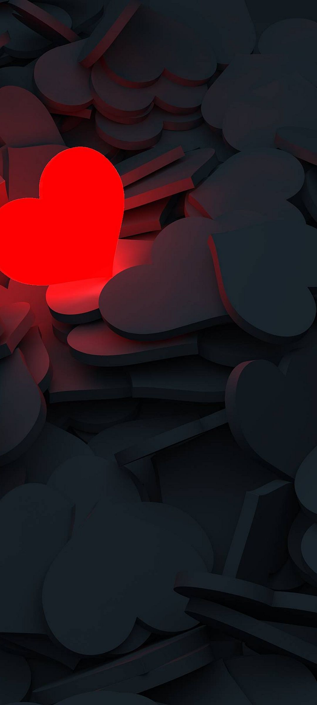 赤く光るハート 黒のハート Oppo Reno3 A Androidスマホ壁紙 待ち受け スマラン