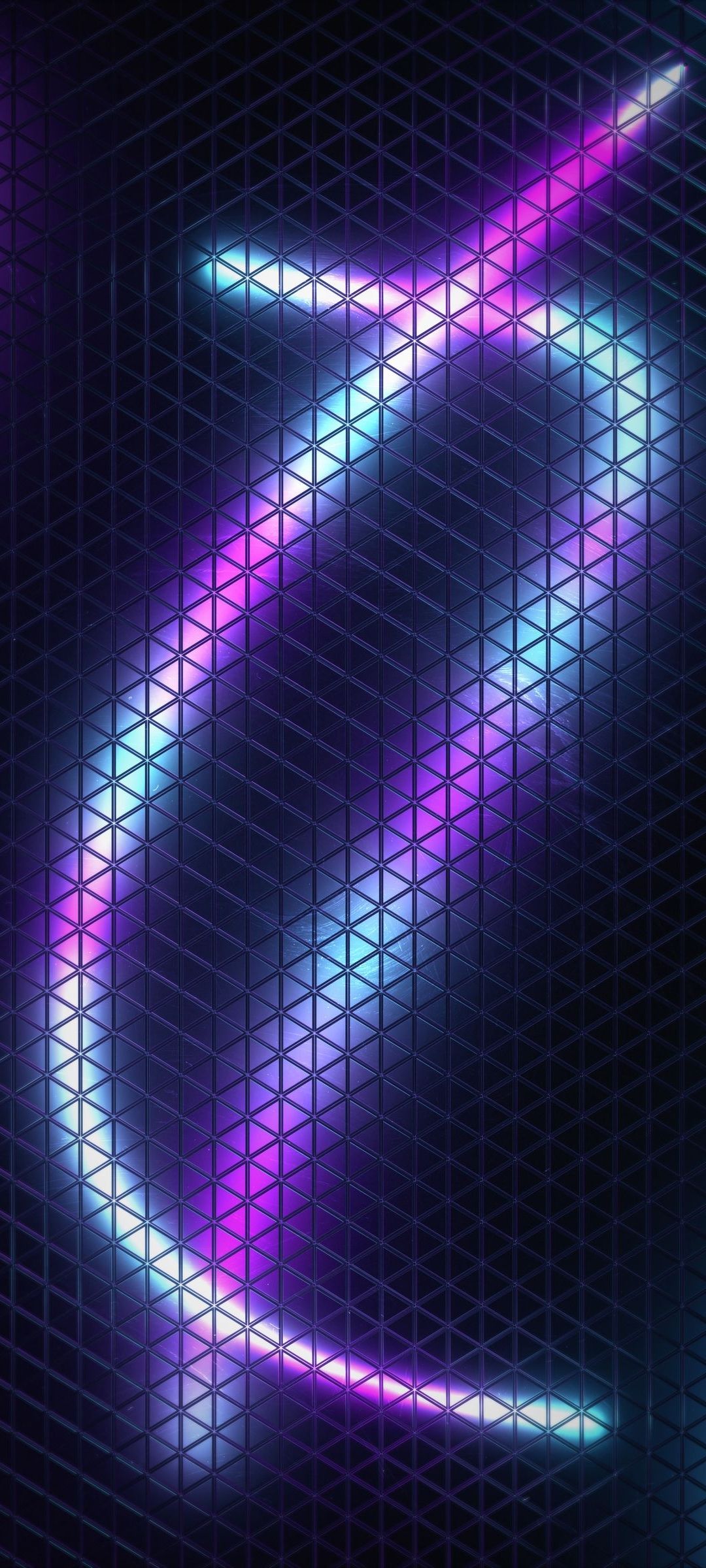 三角の格子状 紫 水色の光 Zenfone 7 Pro Androidスマホ壁紙 待ち受け スマラン