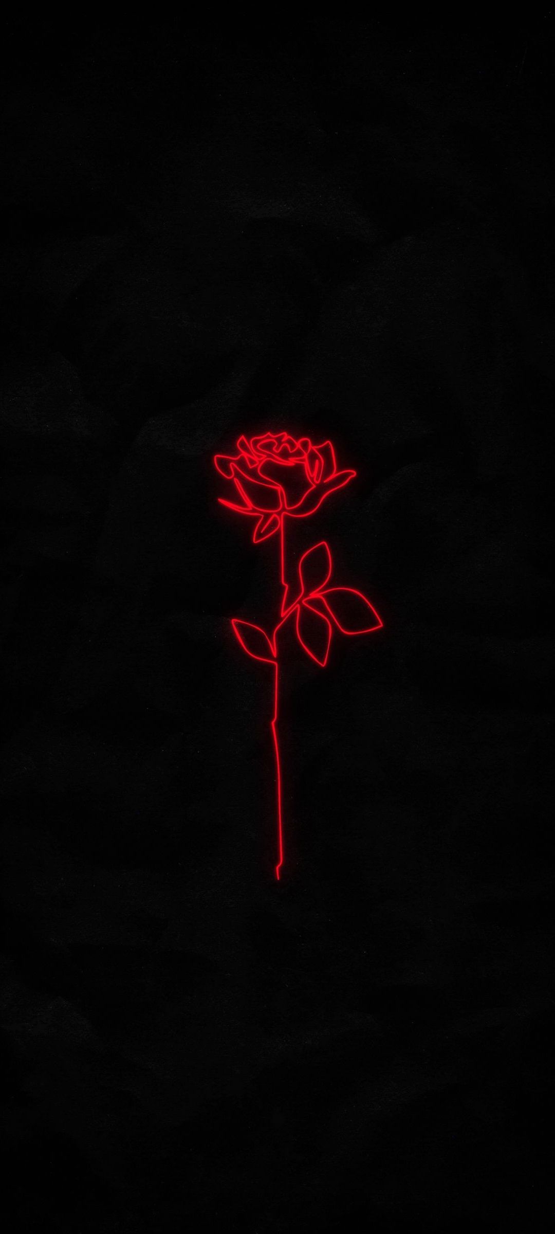 赤い線で描かれた薔薇 Redmi Note 9s 壁紙 待ち受け スマラン