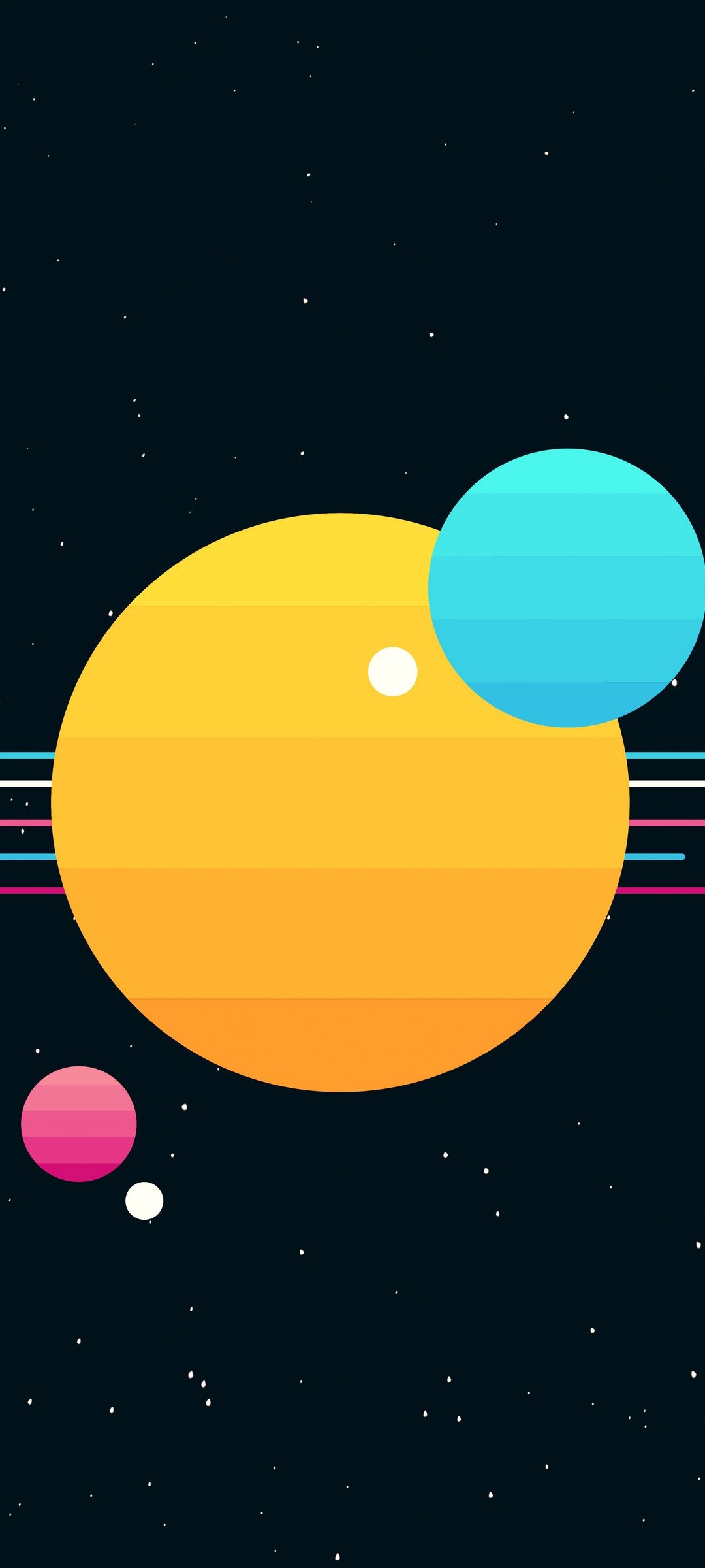カラフルな惑星と星のイラスト Oppo 3 Androidスマホ壁紙 待ち受け スマラン