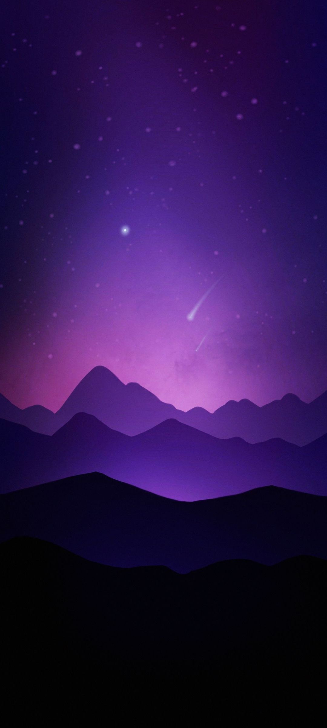 紫 グラデーション 流れ星 山 アート Redmi Note 10 Pro Androidスマホ壁紙 待ち受け スマラン