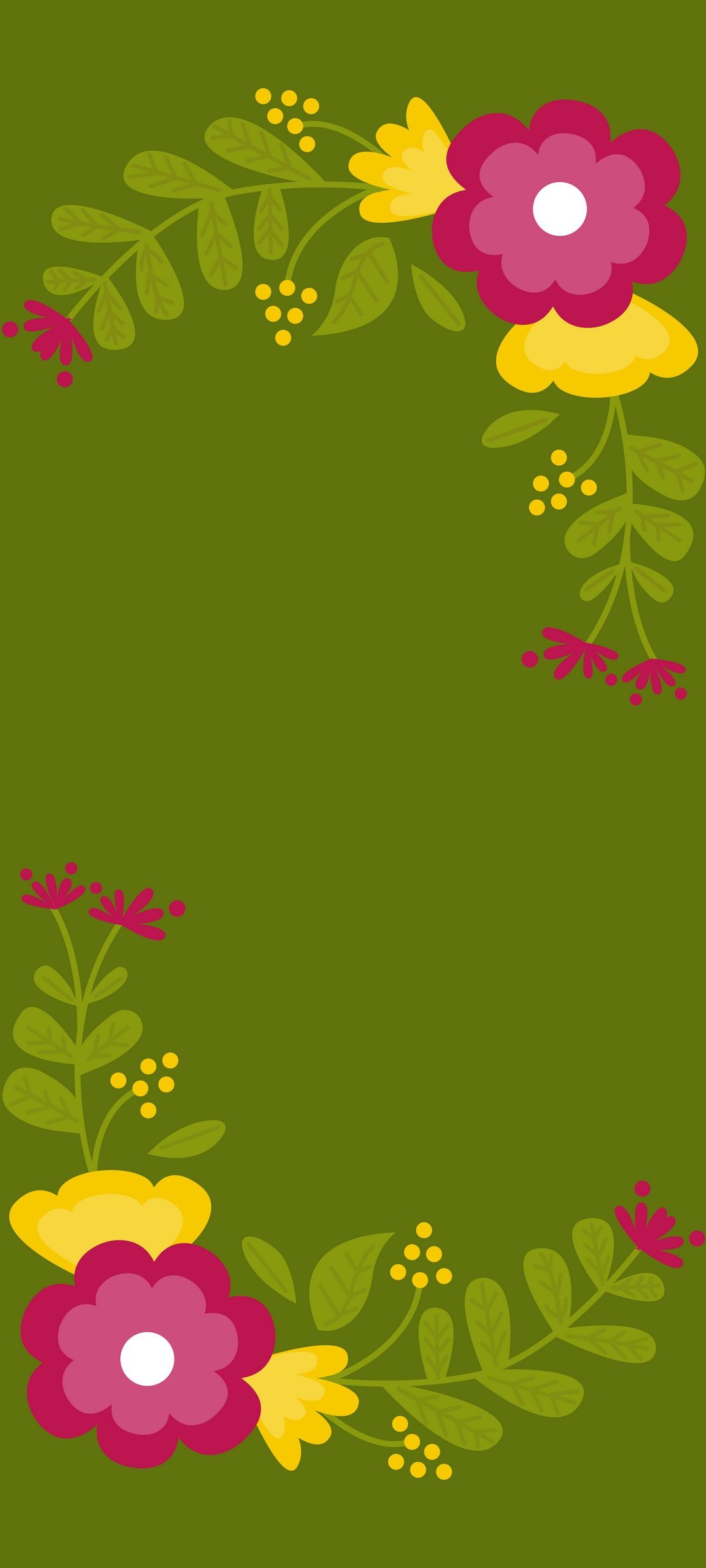 赤い花 緑の草 イラスト Oppo 3 Androidスマホ壁紙 待ち受け スマラン