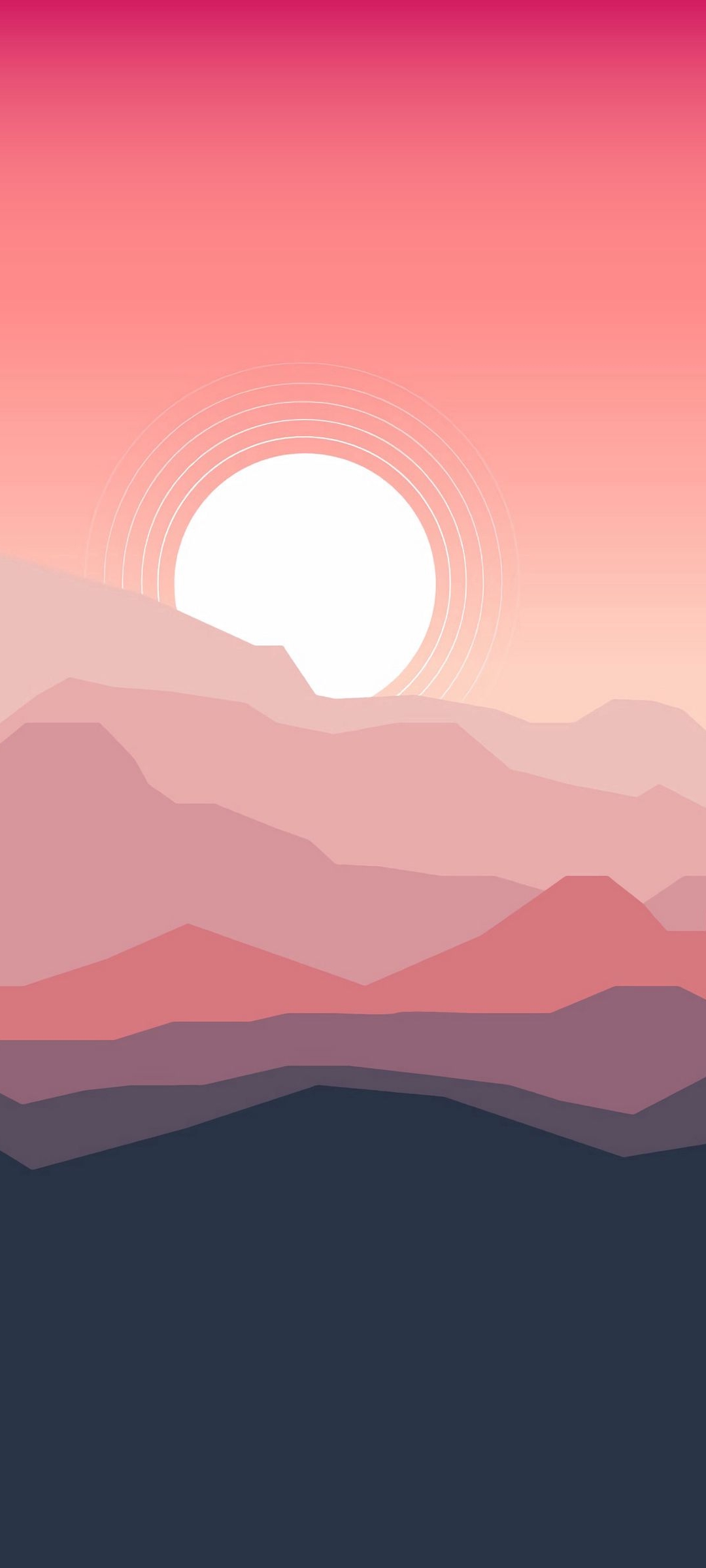 夕日 太陽 山脈 イラスト Oppo 3 Androidスマホ壁紙 待ち受け スマラン