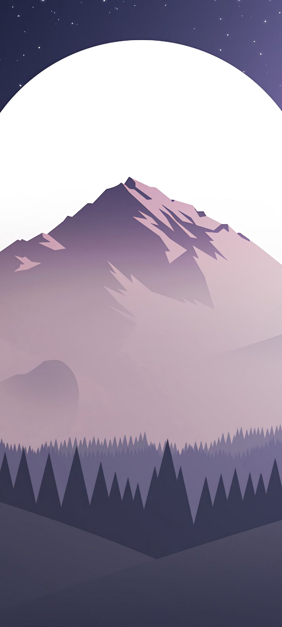 月と岩山と森のイラスト Zenfone 7 Pro Androidスマホ壁紙 待ち受け スマラン