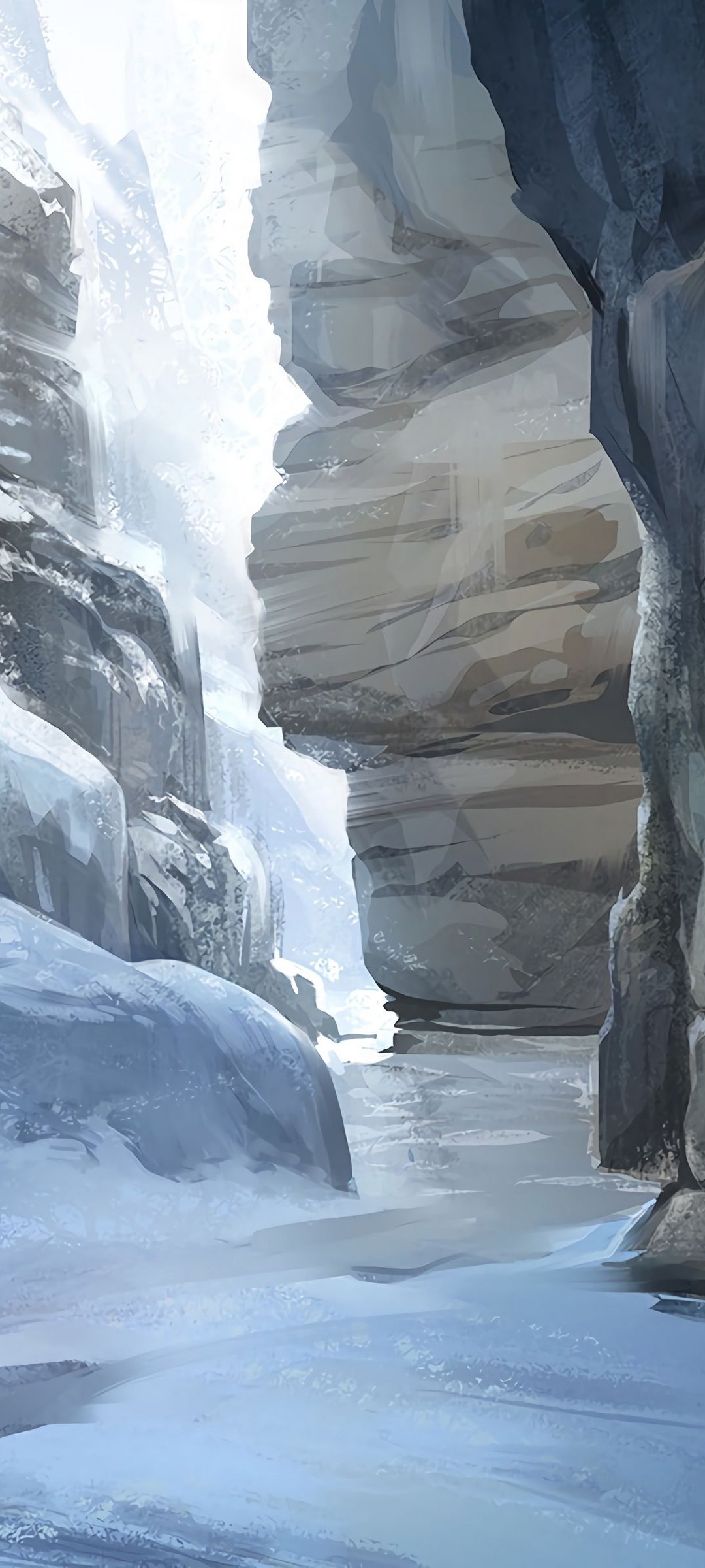 雪原地帯の崖 イラスト Galaxy S21 5g Androidスマホ壁紙 待ち受け スマラン