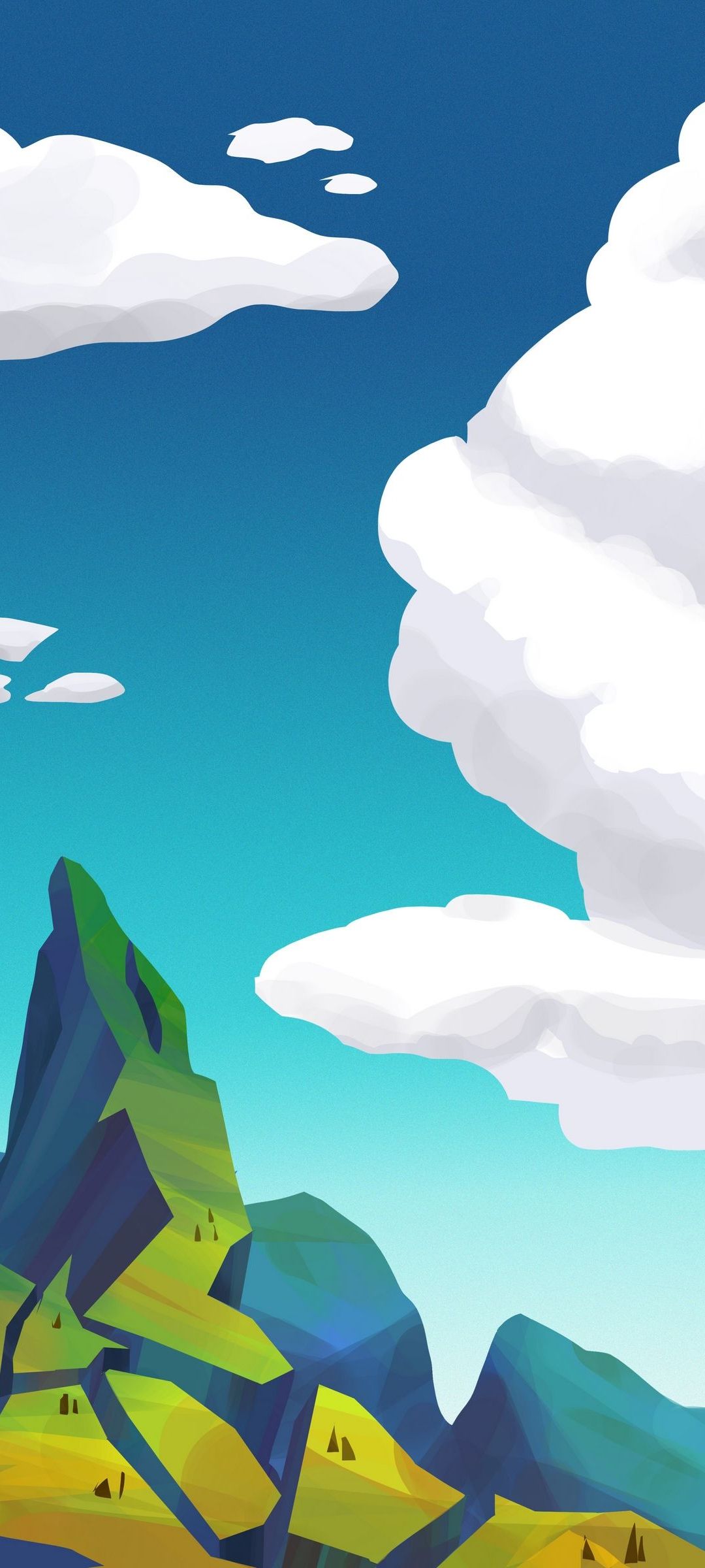 青空と緑の土地 イラスト Oppo 3 Androidスマホ壁紙 待ち受け スマラン