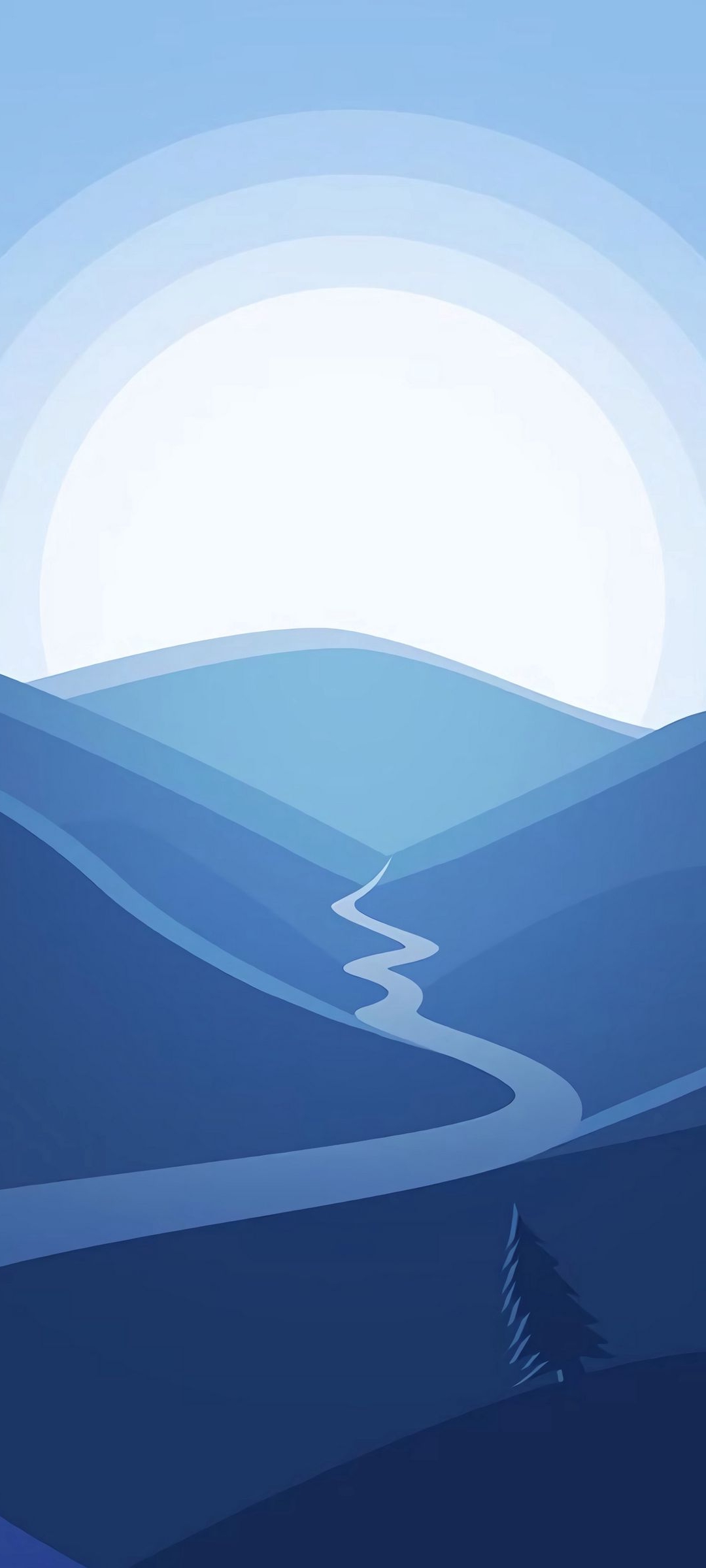 淡い青色の風景 イラスト Oppo 3 Androidスマホ壁紙 待ち受け スマラン