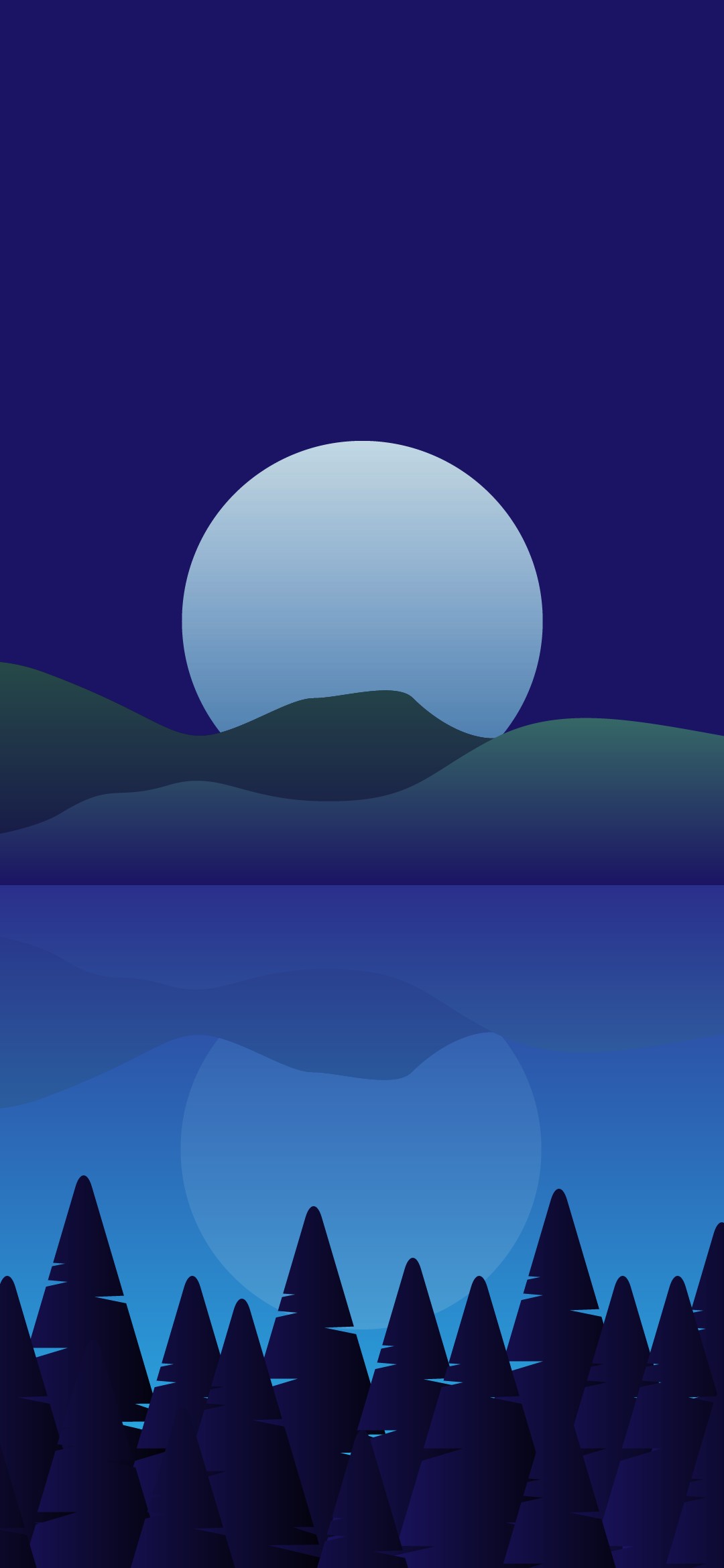月と山と湖と森のイラスト Find X Android 壁紙 待ち受け スマラン