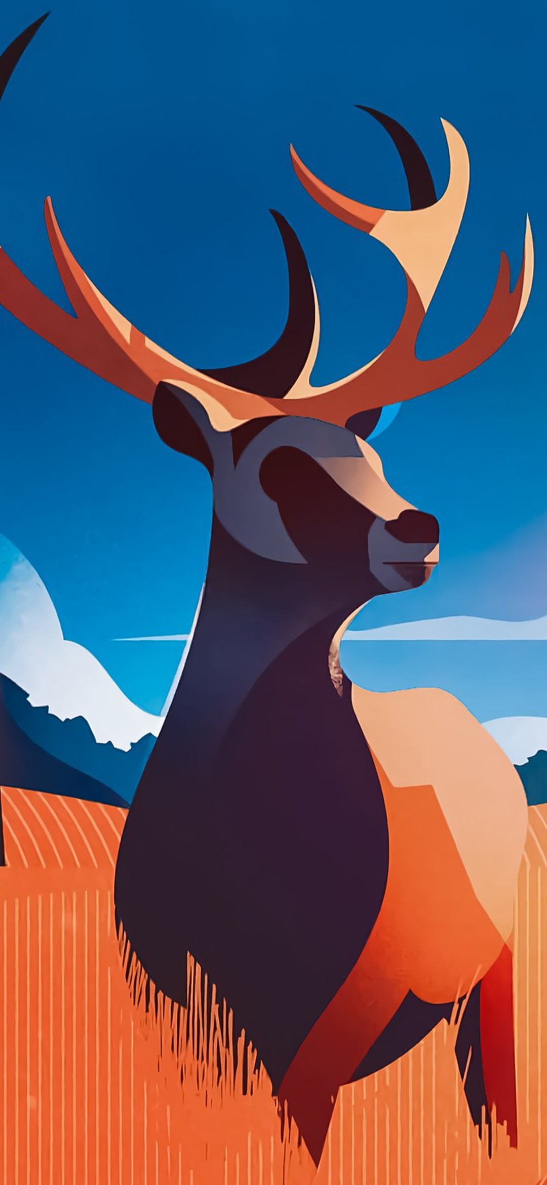 青い空と鹿のイラスト Find X Android 壁紙 待ち受け スマラン