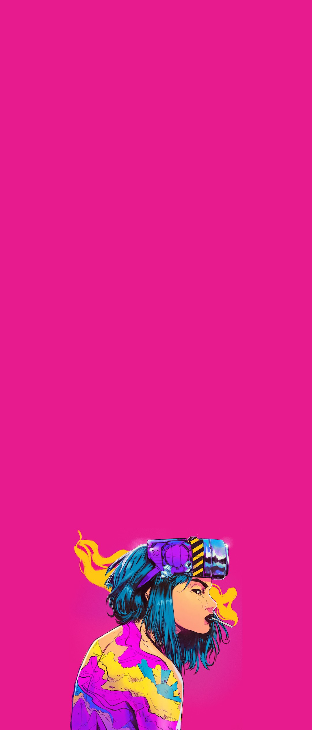 タバコを吸う女性 ピンク Xperia 8 Lite Androidスマホ壁紙 待ち受け スマラン