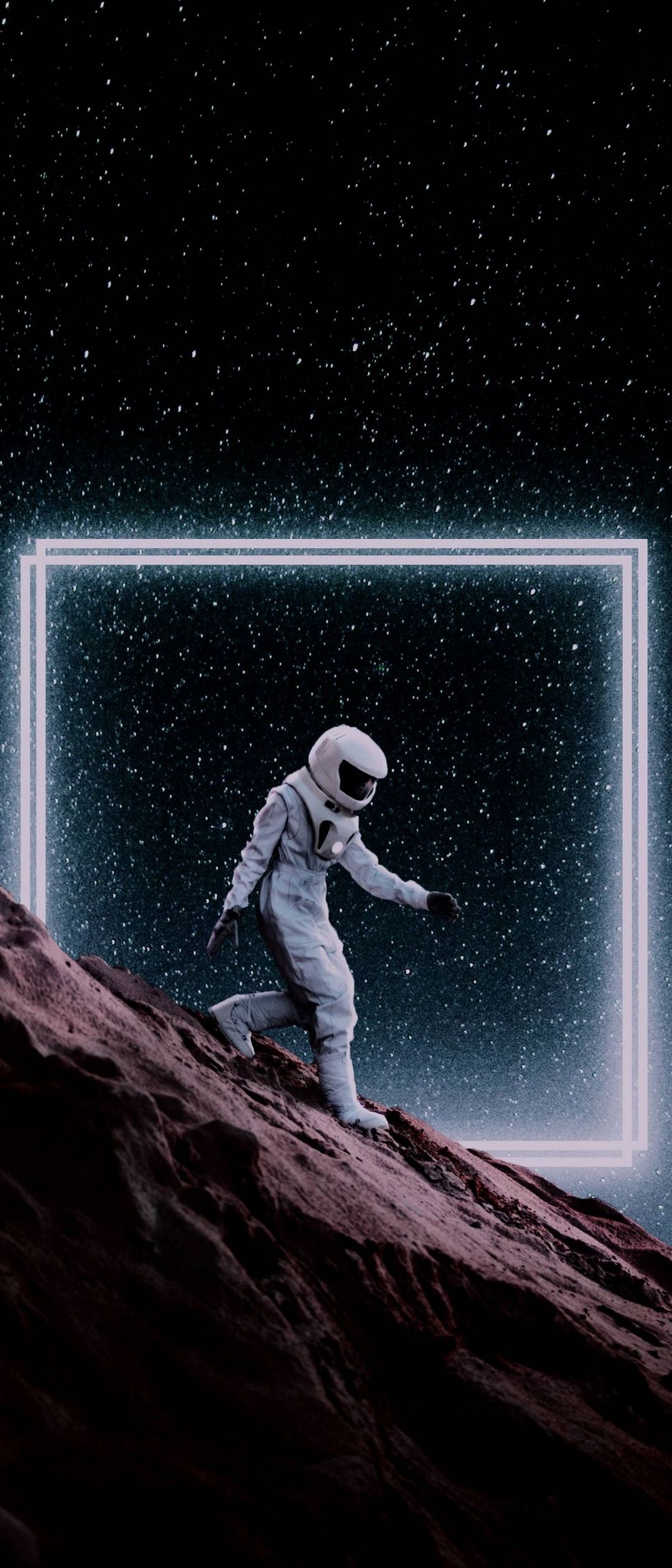 月面を下る宇宙飛行士 Moto G100 Androidスマホ壁紙 待ち受け スマラン