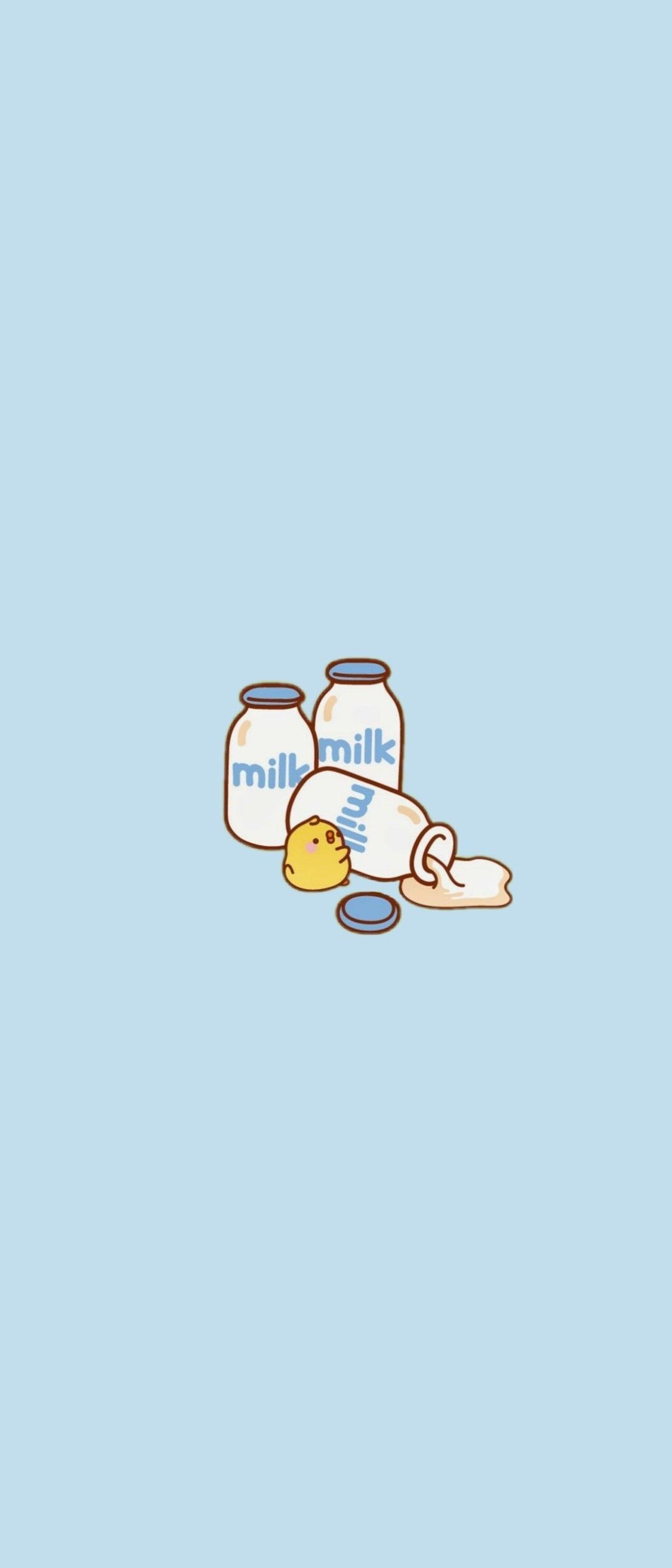 ヒヨコと牛乳 イラスト Xperia 8 Lite Androidスマホ壁紙 待ち受け スマラン