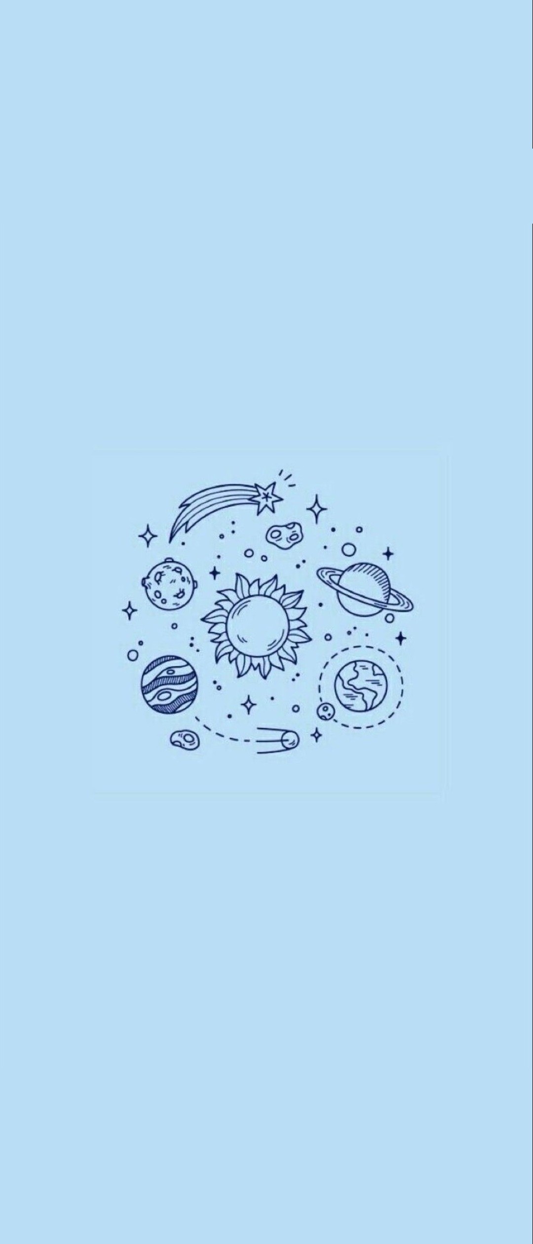 可愛い水色の宇宙のイラスト Xperia 10 Iii 壁紙 待ち受け Sumaran