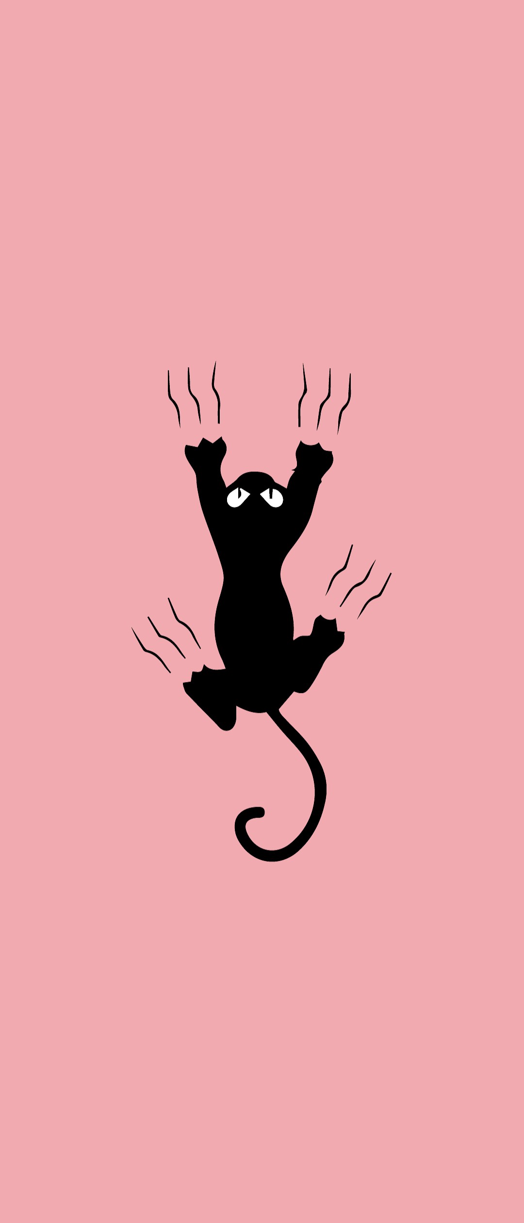 ピンクの背景 しがみつく黒の猫 イラスト Xperia 10 Ii 壁紙 待ち受け スマラン