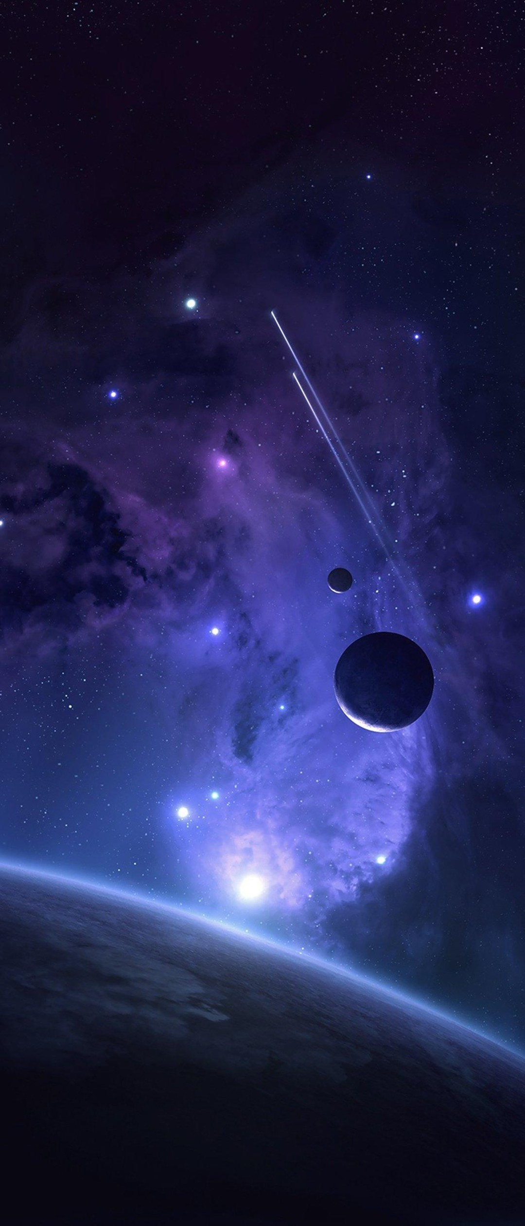 紫の宇宙 惑星 彗星 星 Xperia 10 Ii 壁紙 待ち受け スマラン