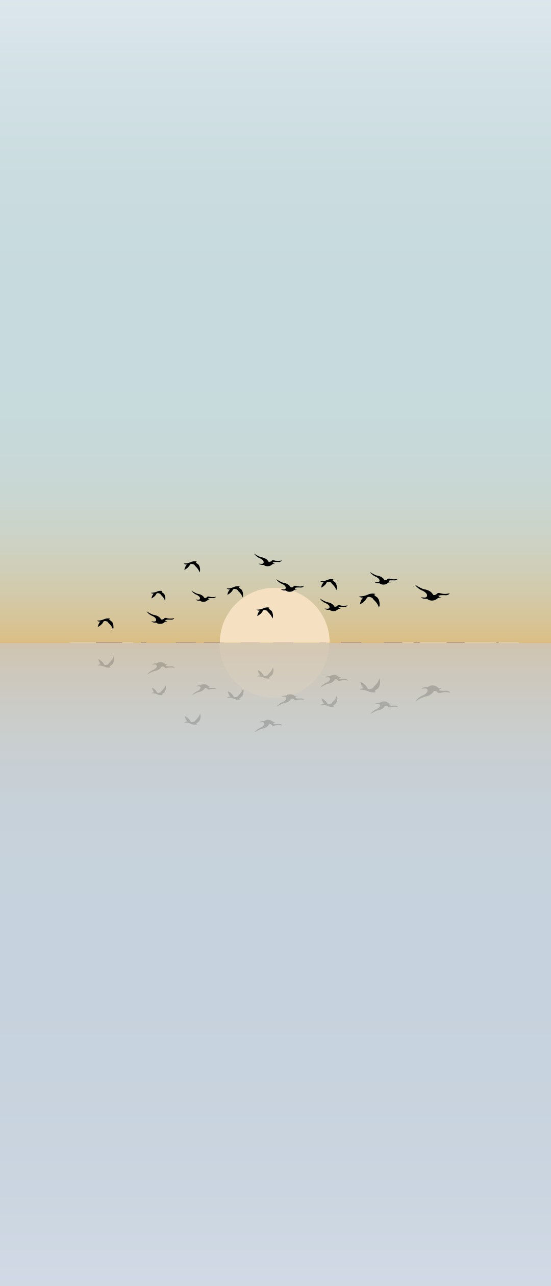 渡り鳥と夕日 イラスト Xperia 8 Lite Androidスマホ壁紙 待ち受け スマラン