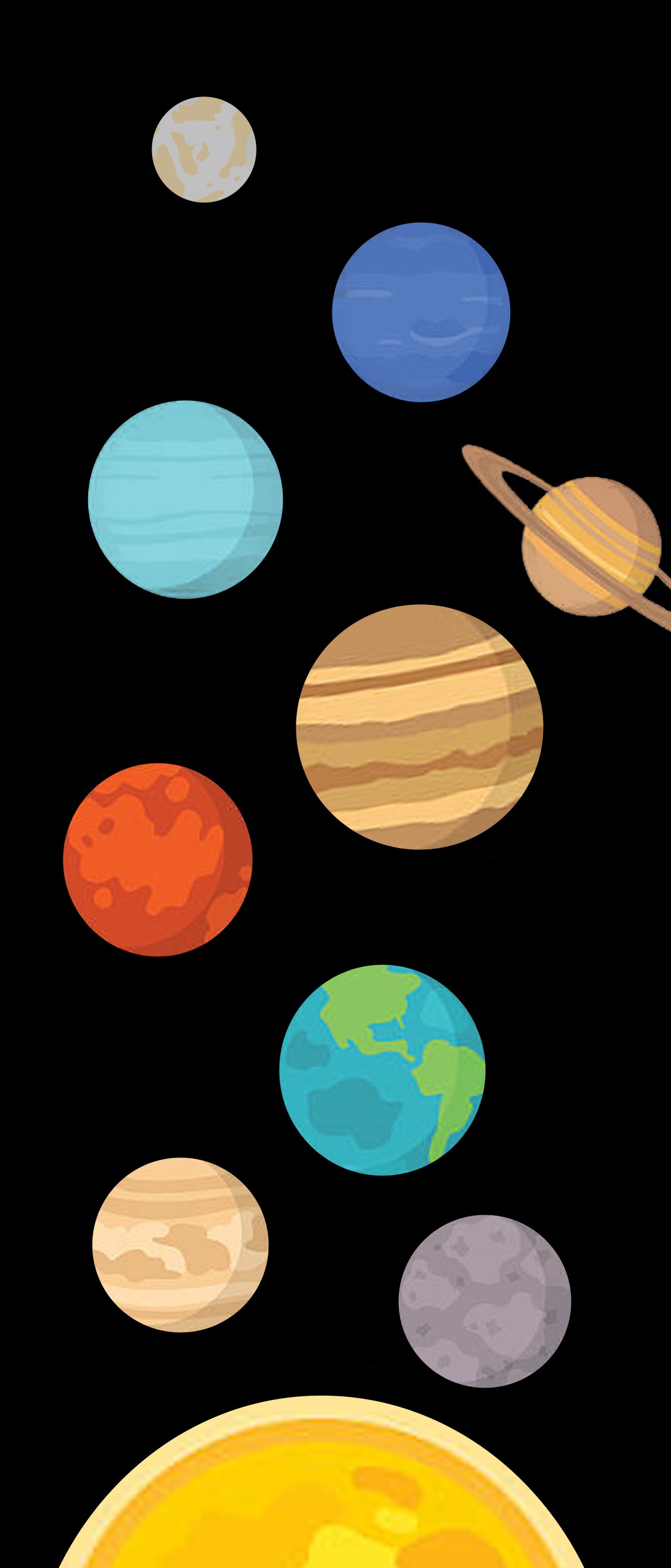宇宙 カラフルな惑星 イラスト Xperia 8 Lite Androidスマホ壁紙 待ち受け スマラン
