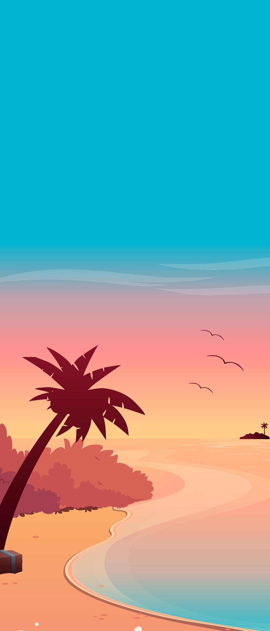 ハワイの海のイラスト Xperia 10 Iii Androidスマホ壁紙 待ち受け スマラン