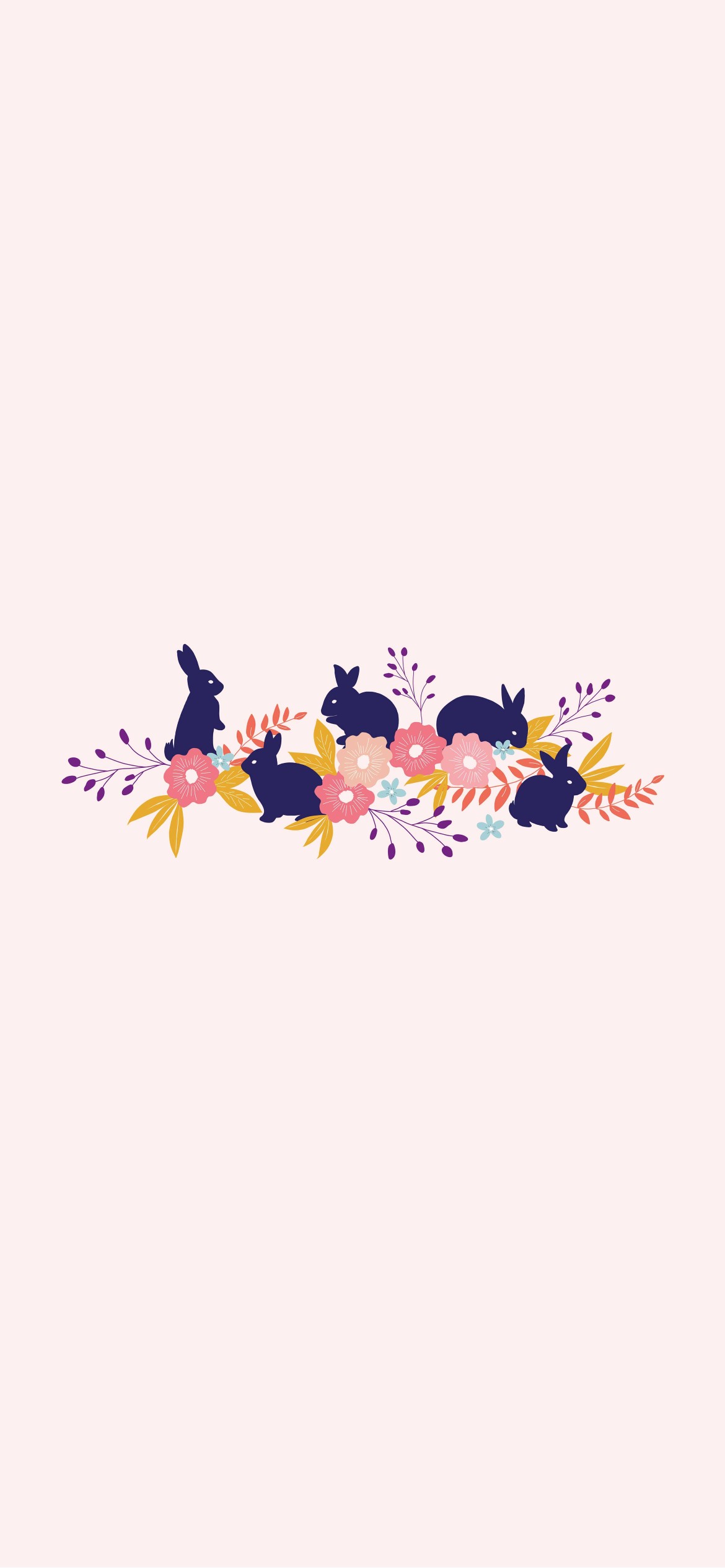 兎と花と草のイラスト Iphone 12 Pro 壁紙 待ち受け Sumaran