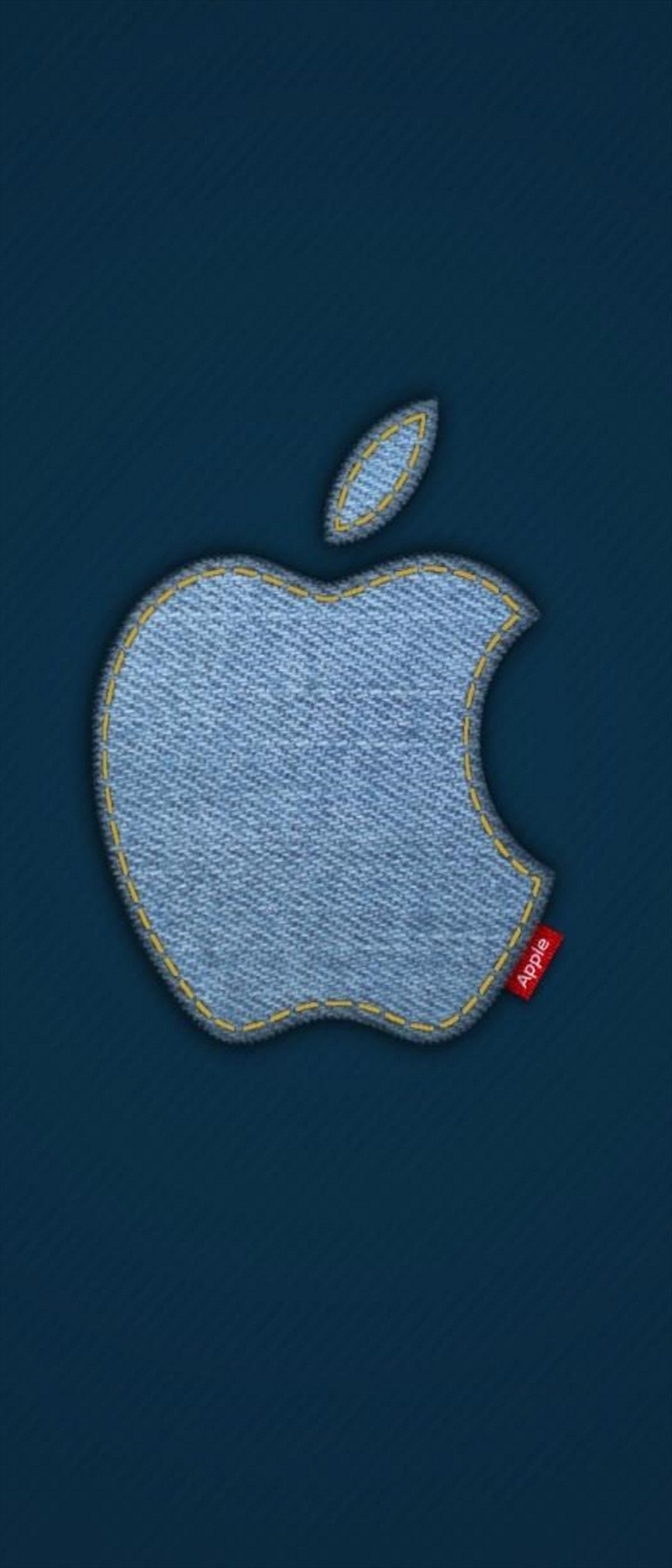 青いジーンズ 林檎のマーク Apple ステッチ Xperia 8 Lite Androidスマホ壁紙 待ち受け スマラン