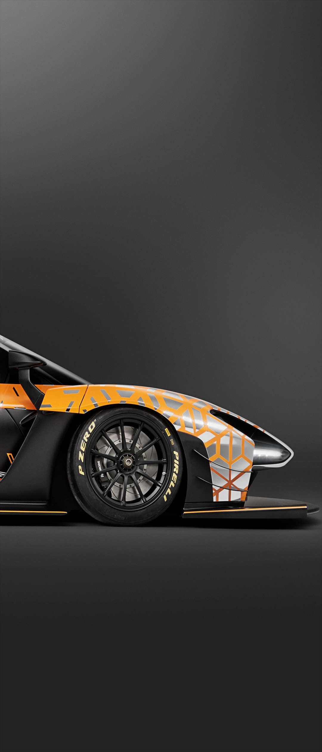 横から見たオレンジ 灰色のレーシングカー Xperia 5 Androidスマホ壁紙 待ち受け スマラン