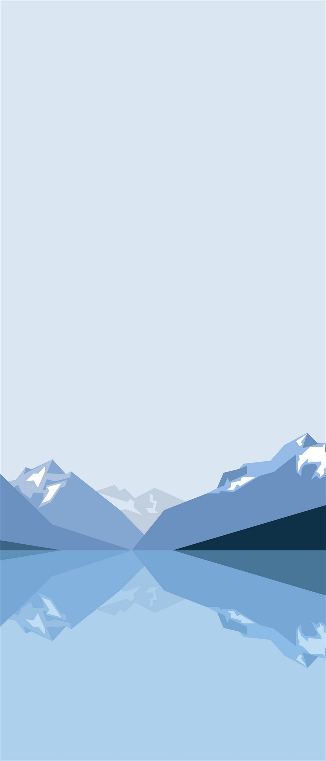 銀世界 雪山と湖 イラスト Moto G100 Androidスマホ壁紙 待ち受け スマラン