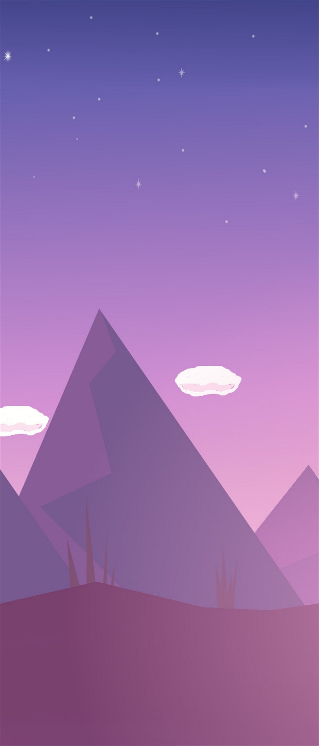 紫の星空とピラミッドのイラスト Xperia 8 Androidスマホ壁紙 待ち受け スマラン