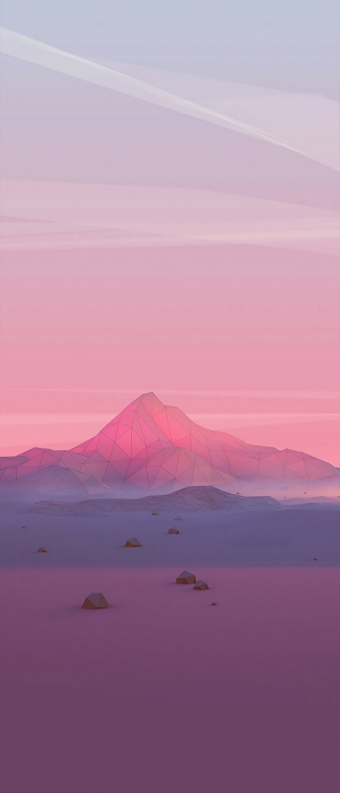 ピンクの空とポリゴンの山 Xperia 8 Androidスマホ壁紙 待ち受け スマラン