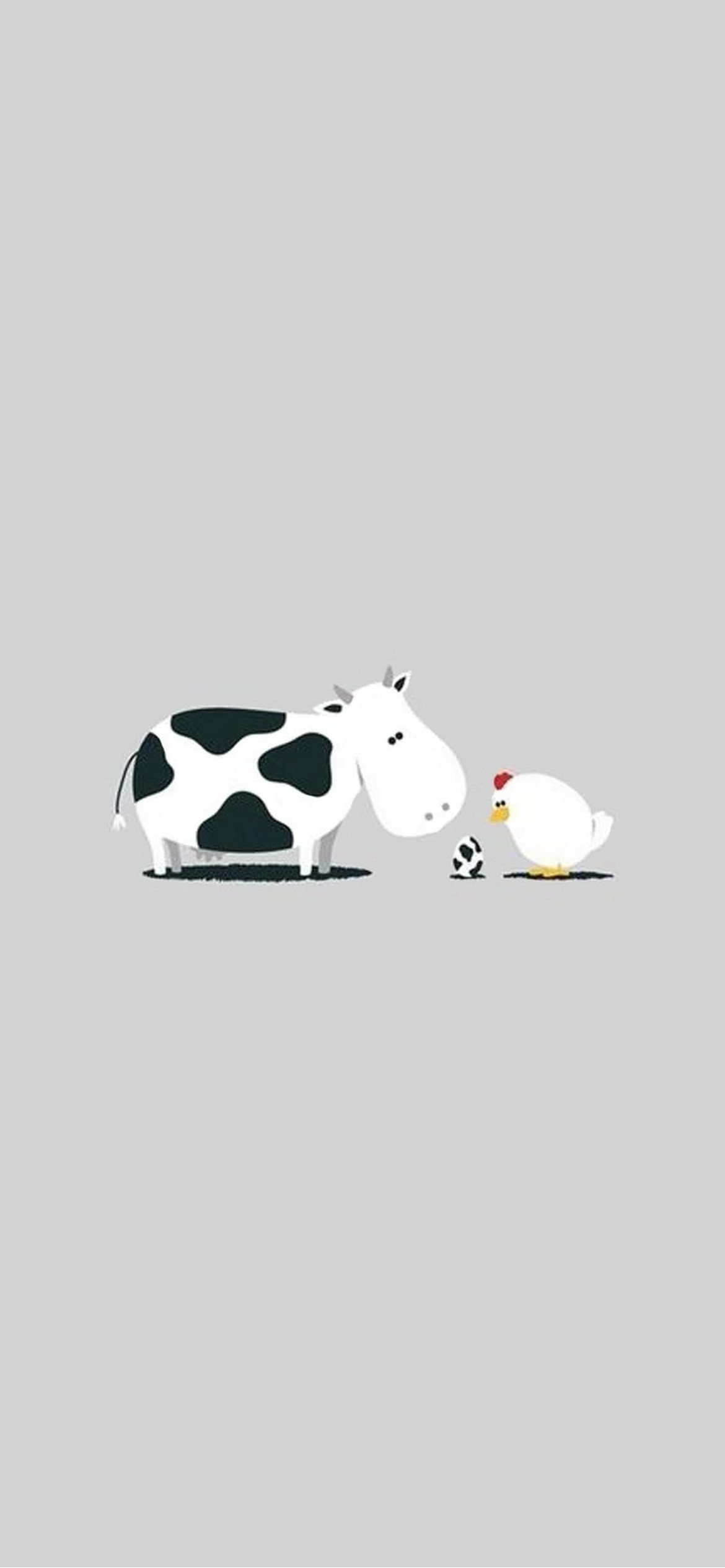 牛とニワトリと卵のイラスト Iphone 12 壁紙 待ち受け Sumaran