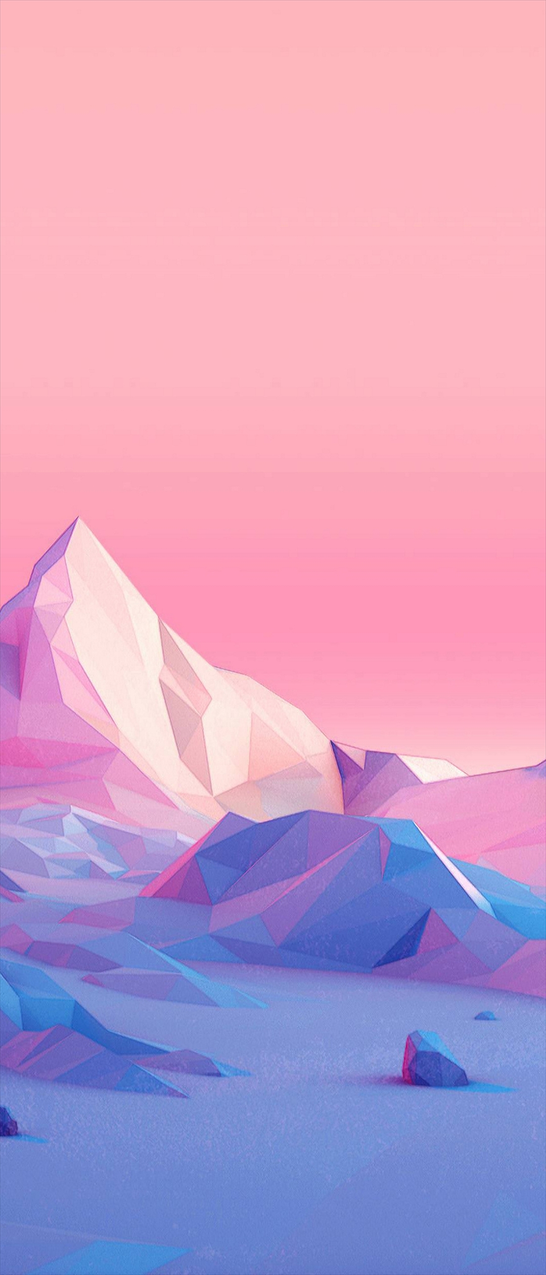 ピンクの空とポリゴンの岩山 Xperia 10 Ii Androidスマホ壁紙 待ち受け スマラン