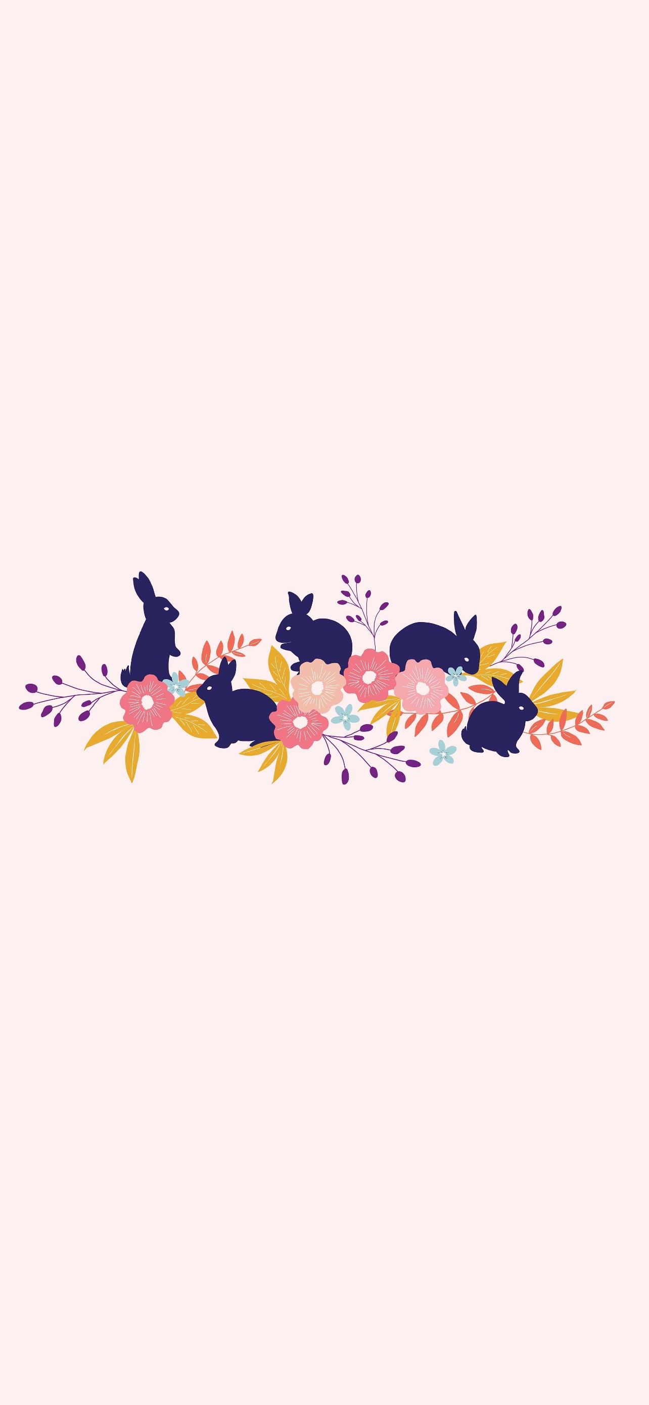 兎と花と草のイラスト Iphone 12 Pro Max スマホ壁紙 待ち受け スマラン