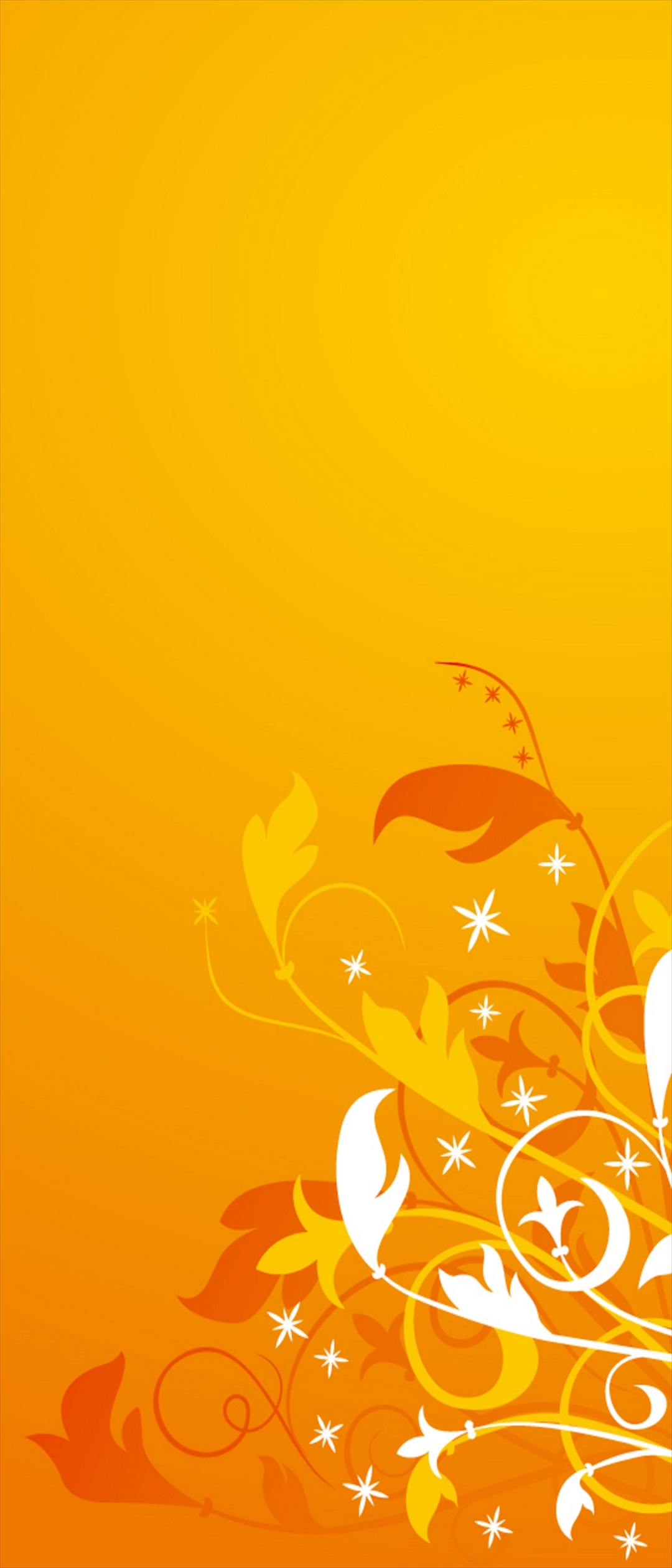 オレンジ 白 黄色の草のアート Xperia 8 Lite Androidスマホ壁紙 待ち受け スマラン