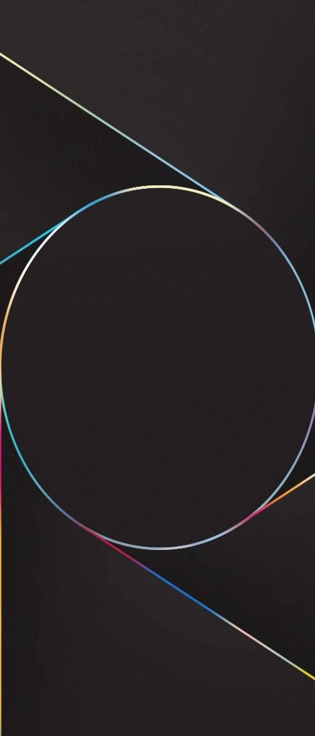 青 黄 赤の光沢のある円 黒の背景 Xperia 8 Lite Androidスマホ壁紙 待ち受け スマラン