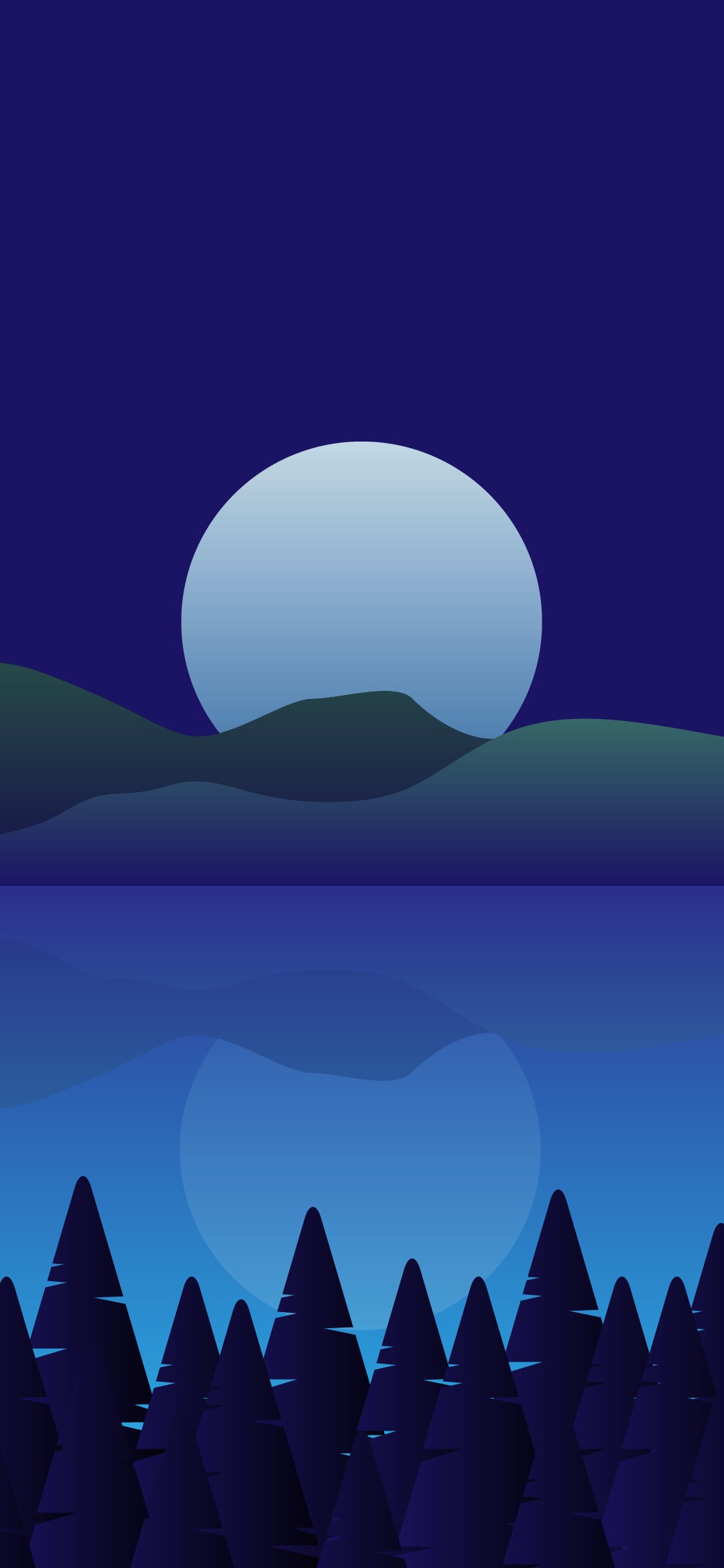 月と山と湖のイラスト Iphone 12 Mini 壁紙 待ち受け Sumaran