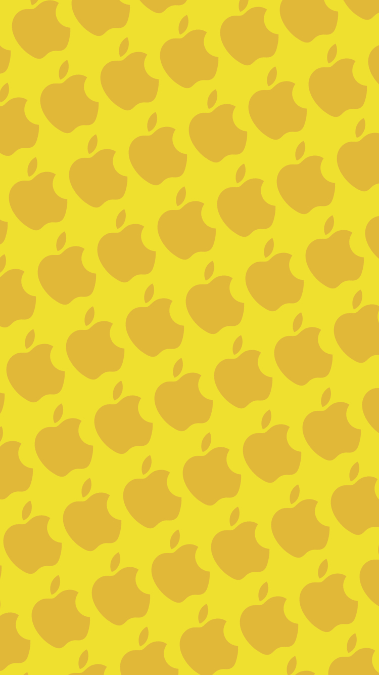 2色 イエロー アップルのロゴ パターン Iphone 6s 壁紙 待ち受け スマラン