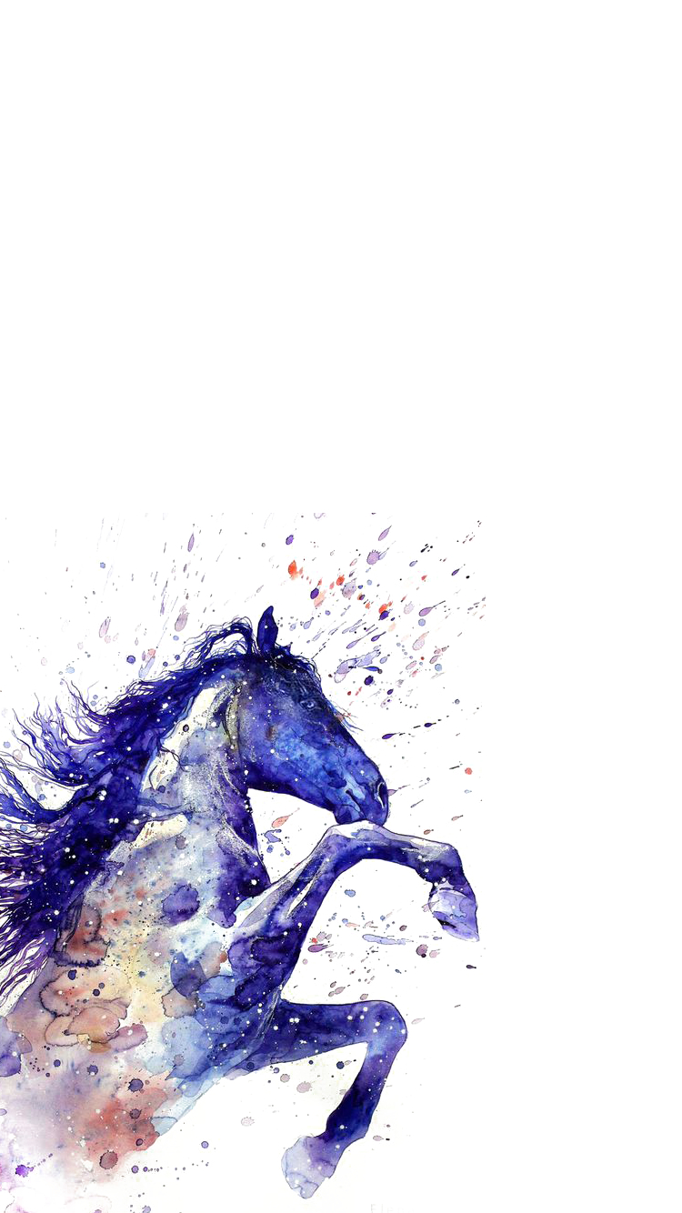 水彩の馬のイラスト Iphone Se 第2世代 壁紙 待ち受け Sumaran
