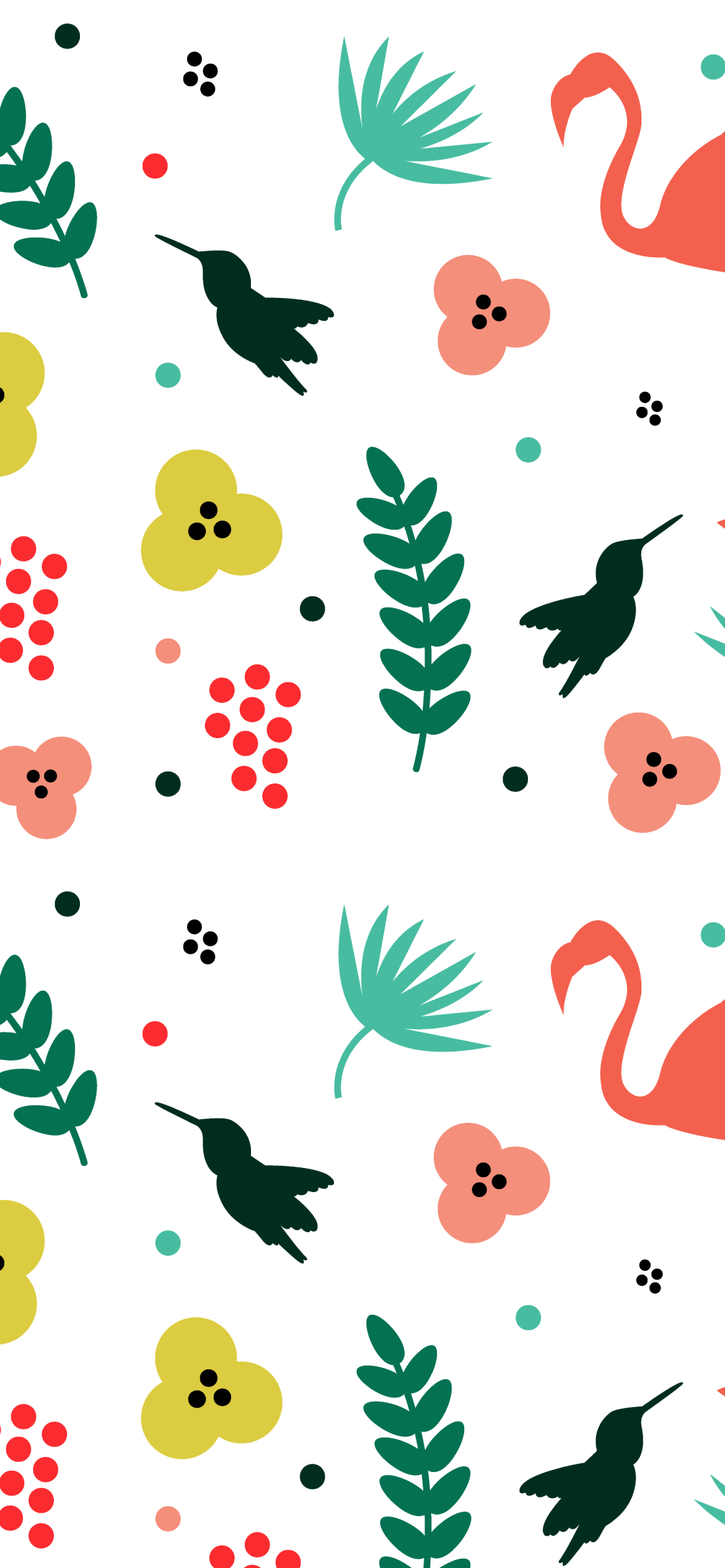 カラフル おしゃれなフラミンゴと花のイラスト Iphone 13 壁紙 待ち受け Sumaran