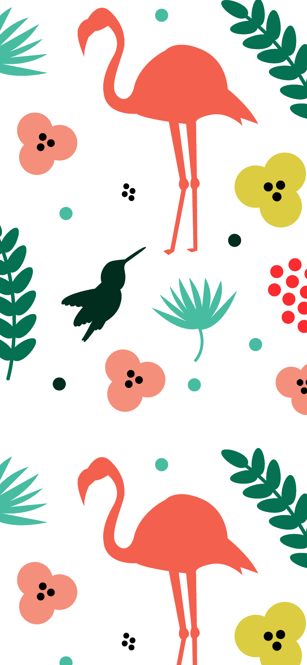 カラフル おしゃれなフラミンゴと花のイラスト Iphone 12 Pro Max 壁紙 待ち受け スマラン