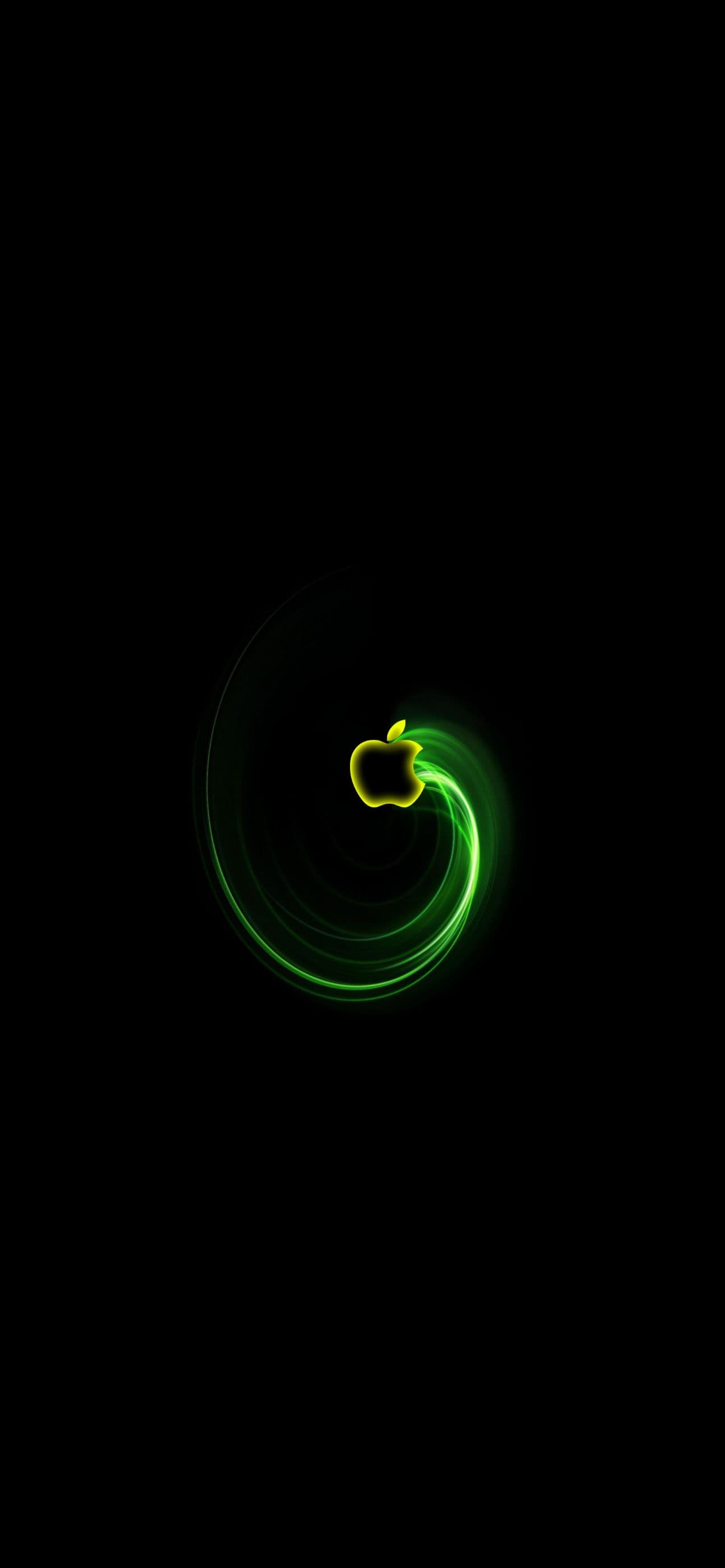 緑の光彩 Apple ロゴ Iphone 13 Pro Max 壁紙 待ち受け スマラン