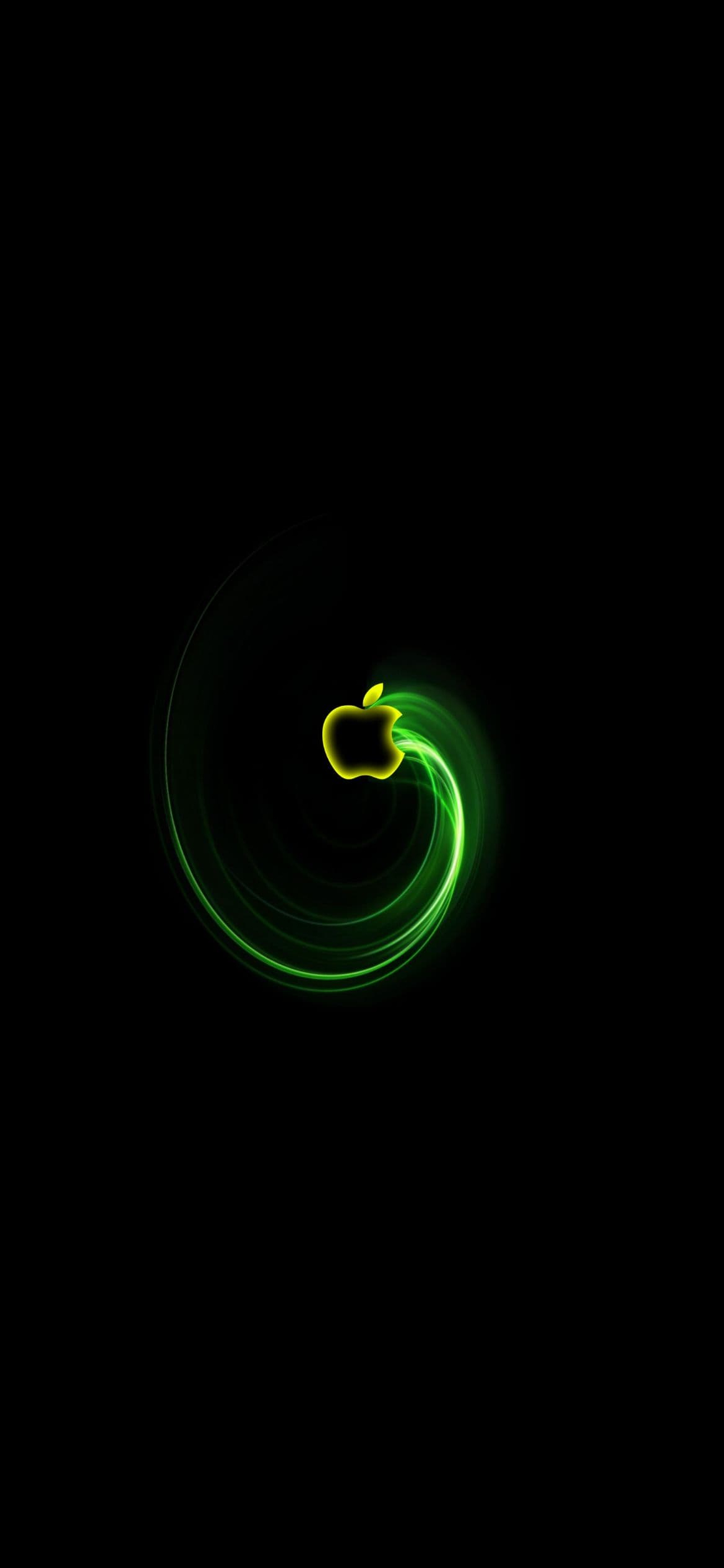 緑の光彩 Apple ロゴ Iphone 13 Pro 壁紙 待ち受け スマラン