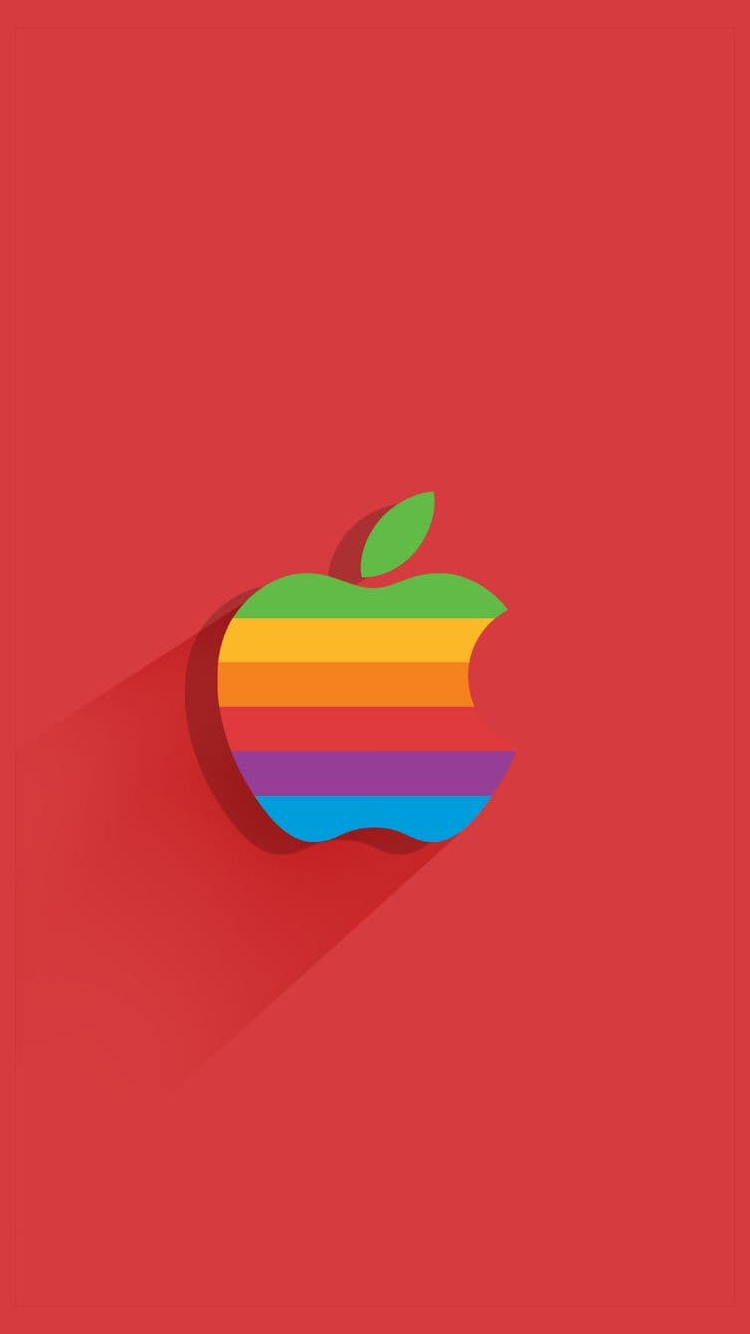 レインボー アップルのロゴ フラットデザイン Iphone 6s 壁紙 待ち受け スマラン