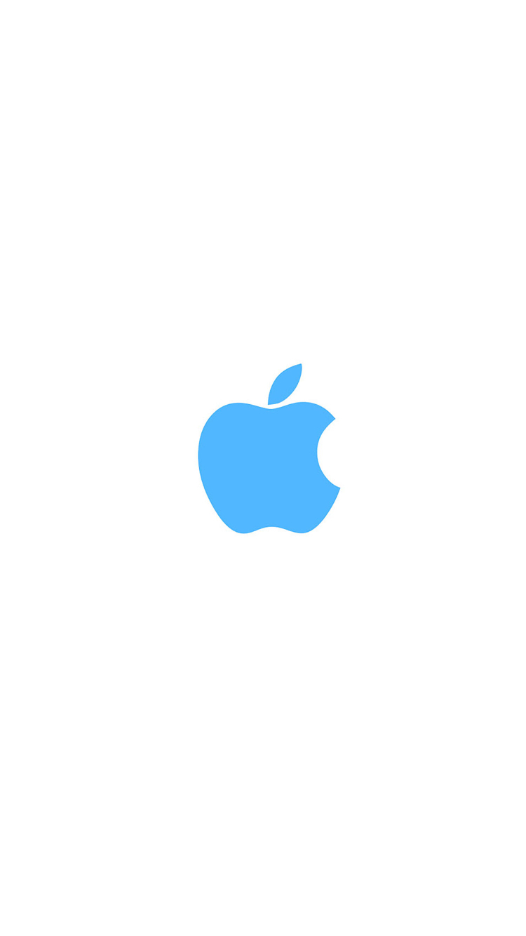 クリーン 水色のアップルのロゴ 白い背景 Iphone 6 壁紙 待ち受け スマラン